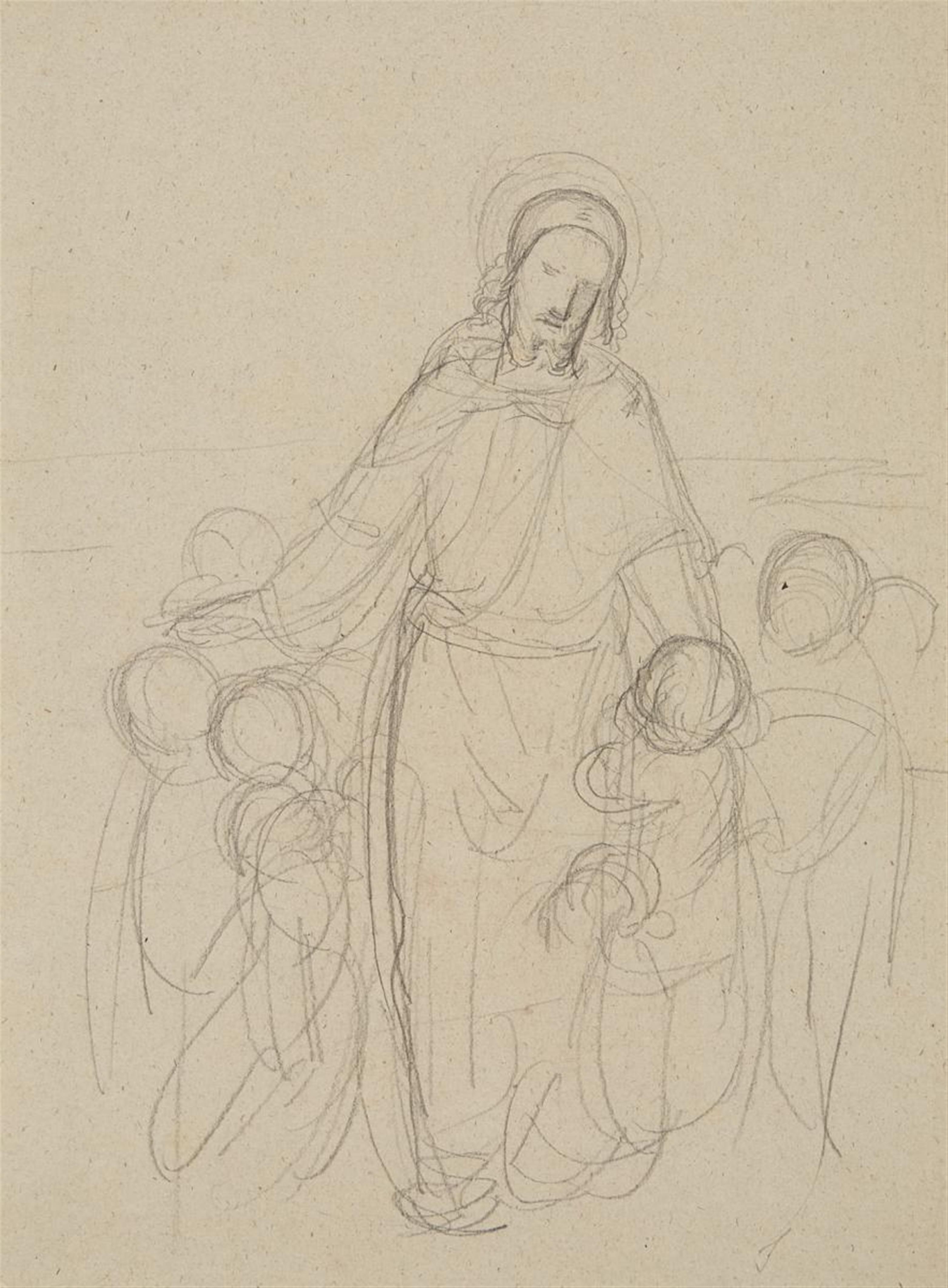 Eduard Jakob von Steinle - DESIGN FOR A MURAL WITH THE ADORATION OF AN IMAGE OF THE MADONNA - image-3