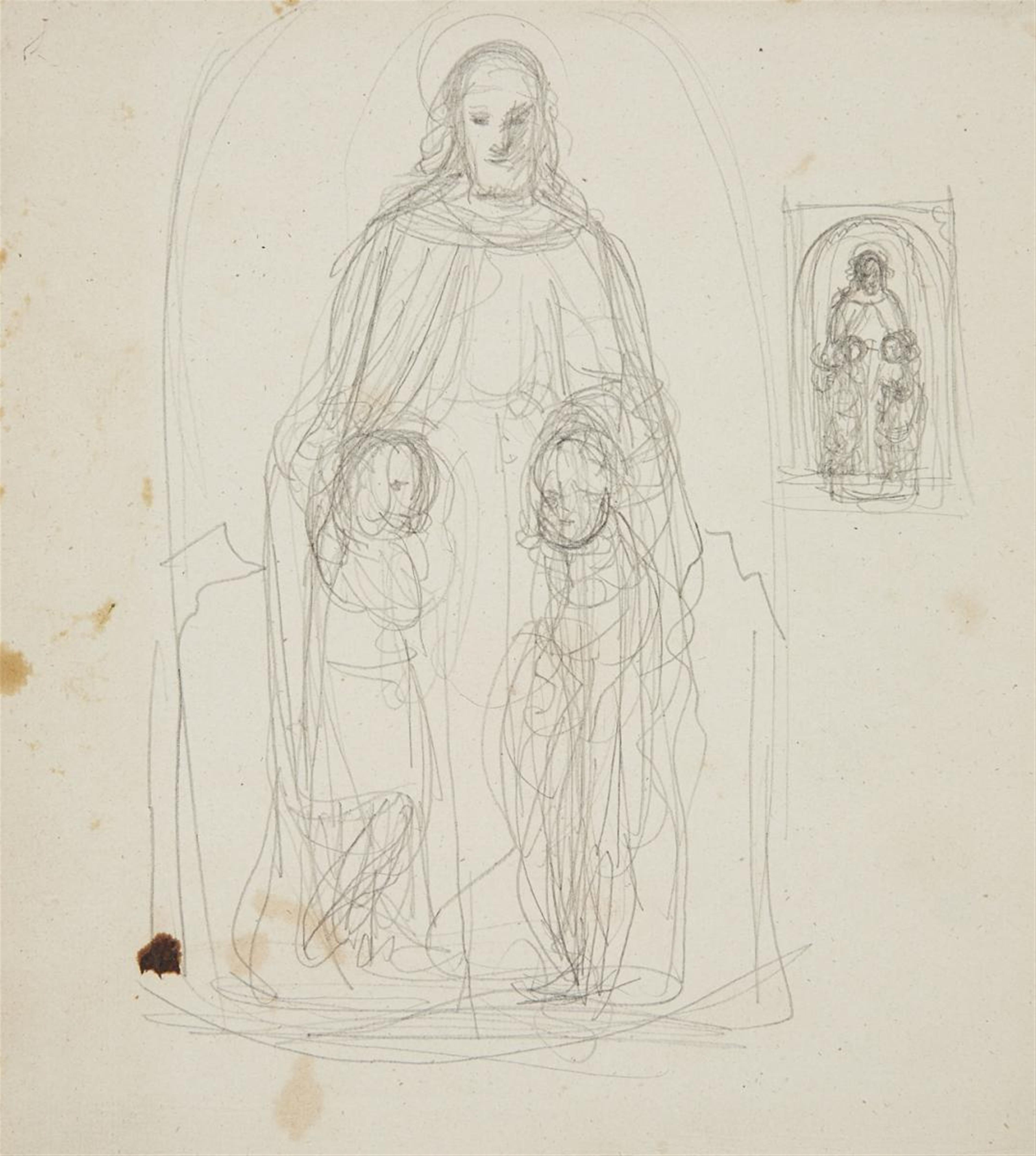 Eduard Jakob von Steinle - DESIGN FOR A MURAL WITH THE ADORATION OF AN IMAGE OF THE MADONNA - image-8