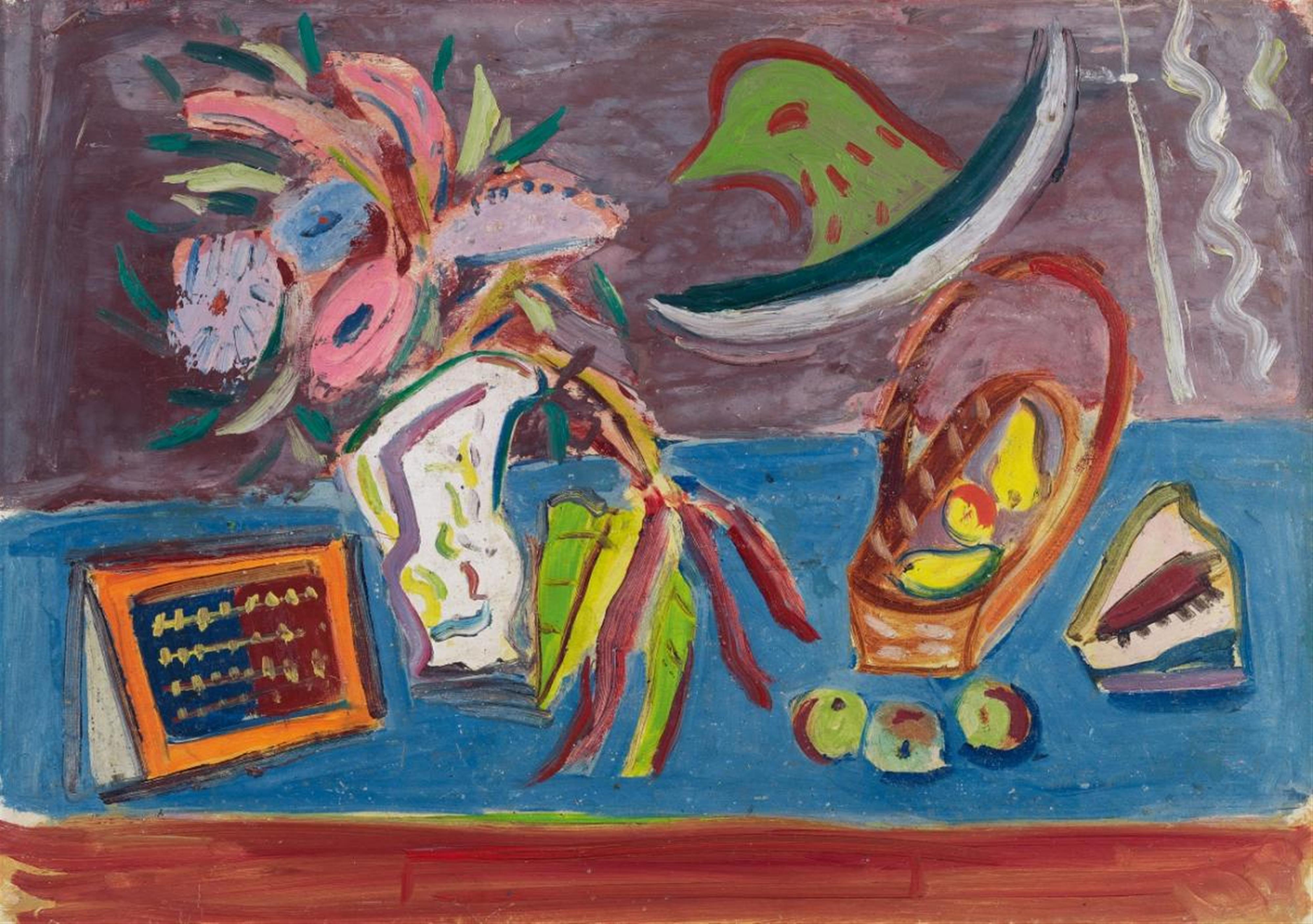 Werner Gilles - Stillleben mit Blumen, Früchten und Rechentafel - image-1