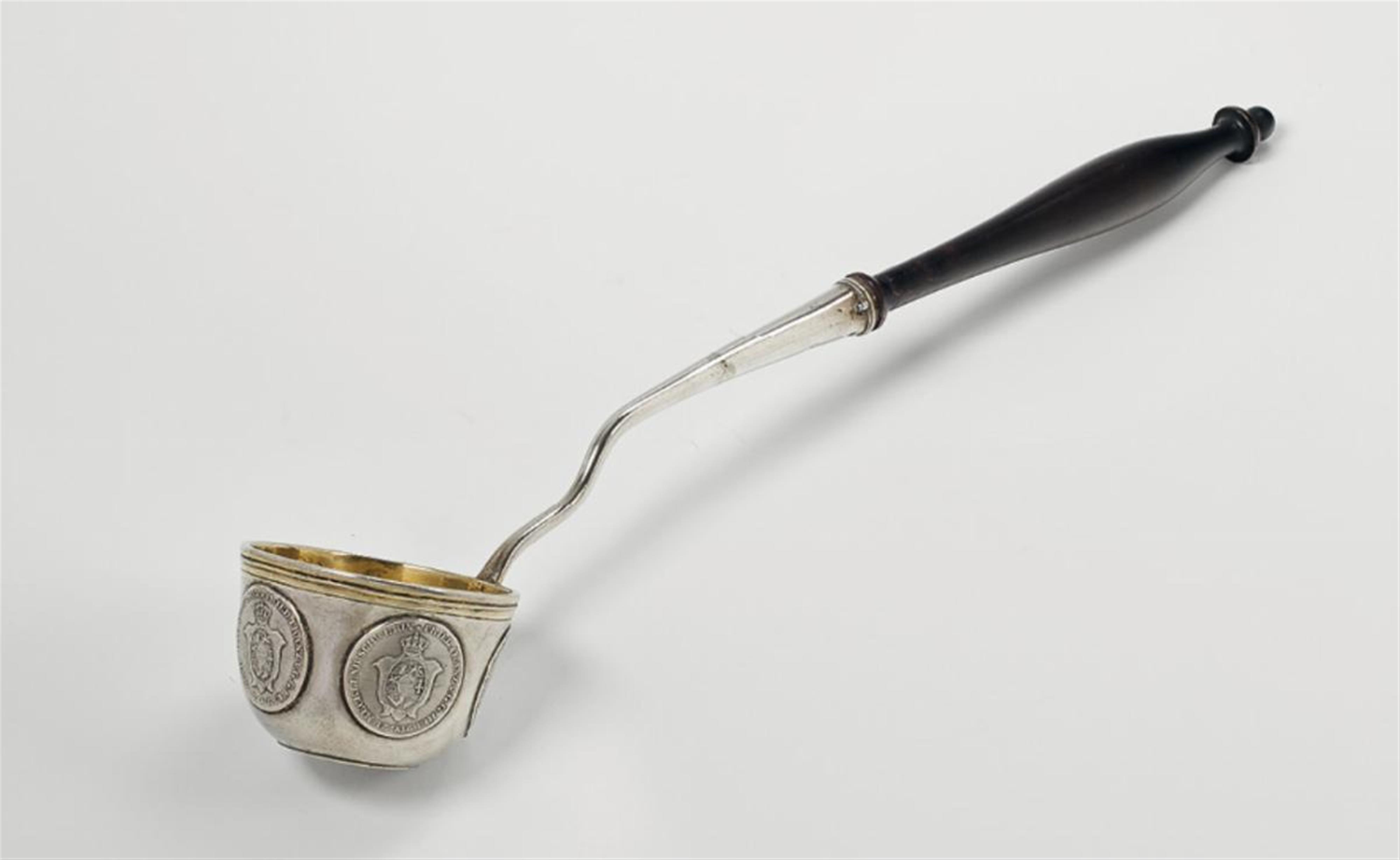 A Schwerin silver partially gilt coin-set ladle. Marks probably of Ernst Friedrich Christian Franck, ca. 1815. - image-1
