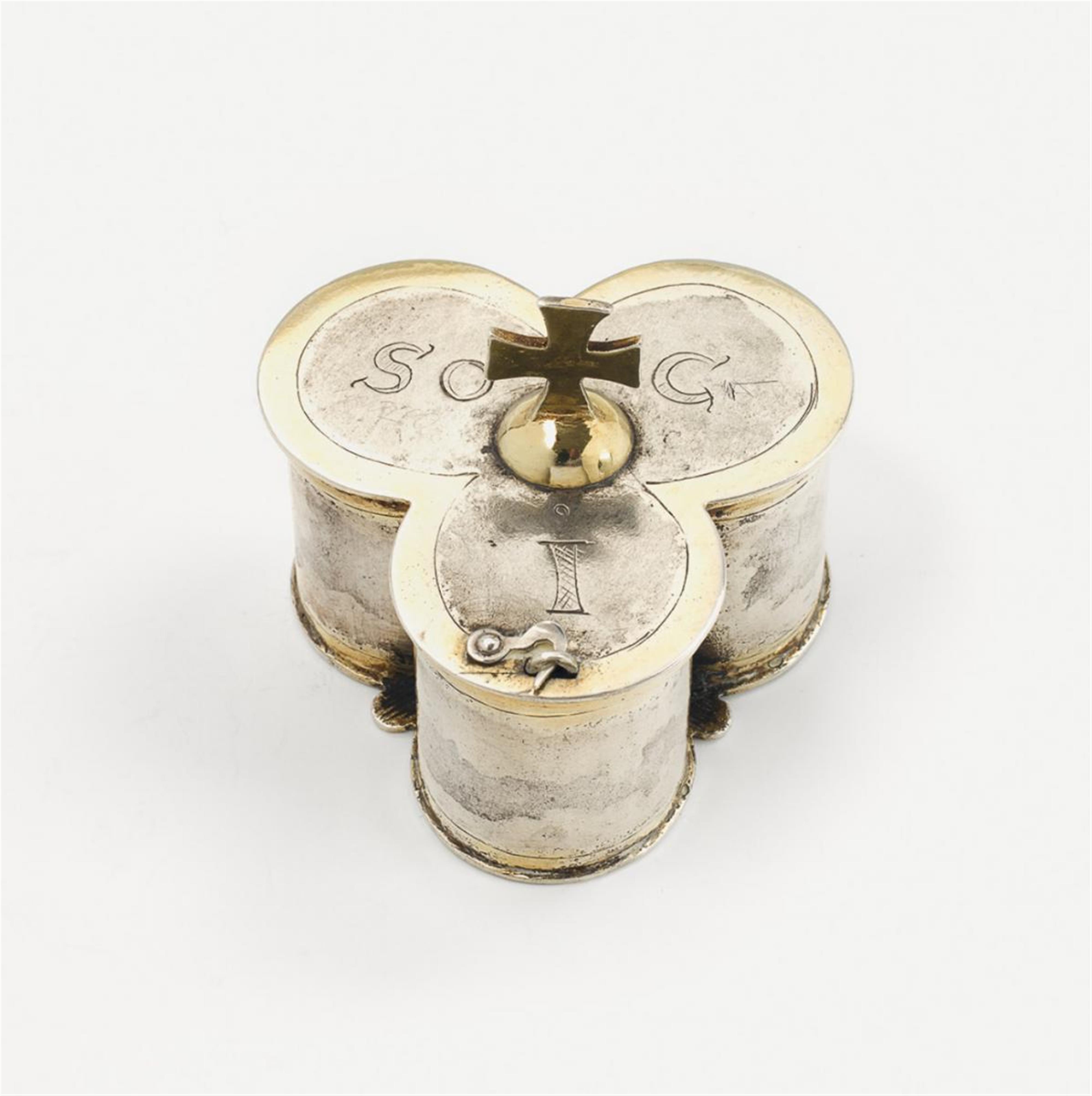 A Thorn/West Prussian silver partially gilt ointment jar. Marks of Jakob Hermann, ca. 1700. - image-1