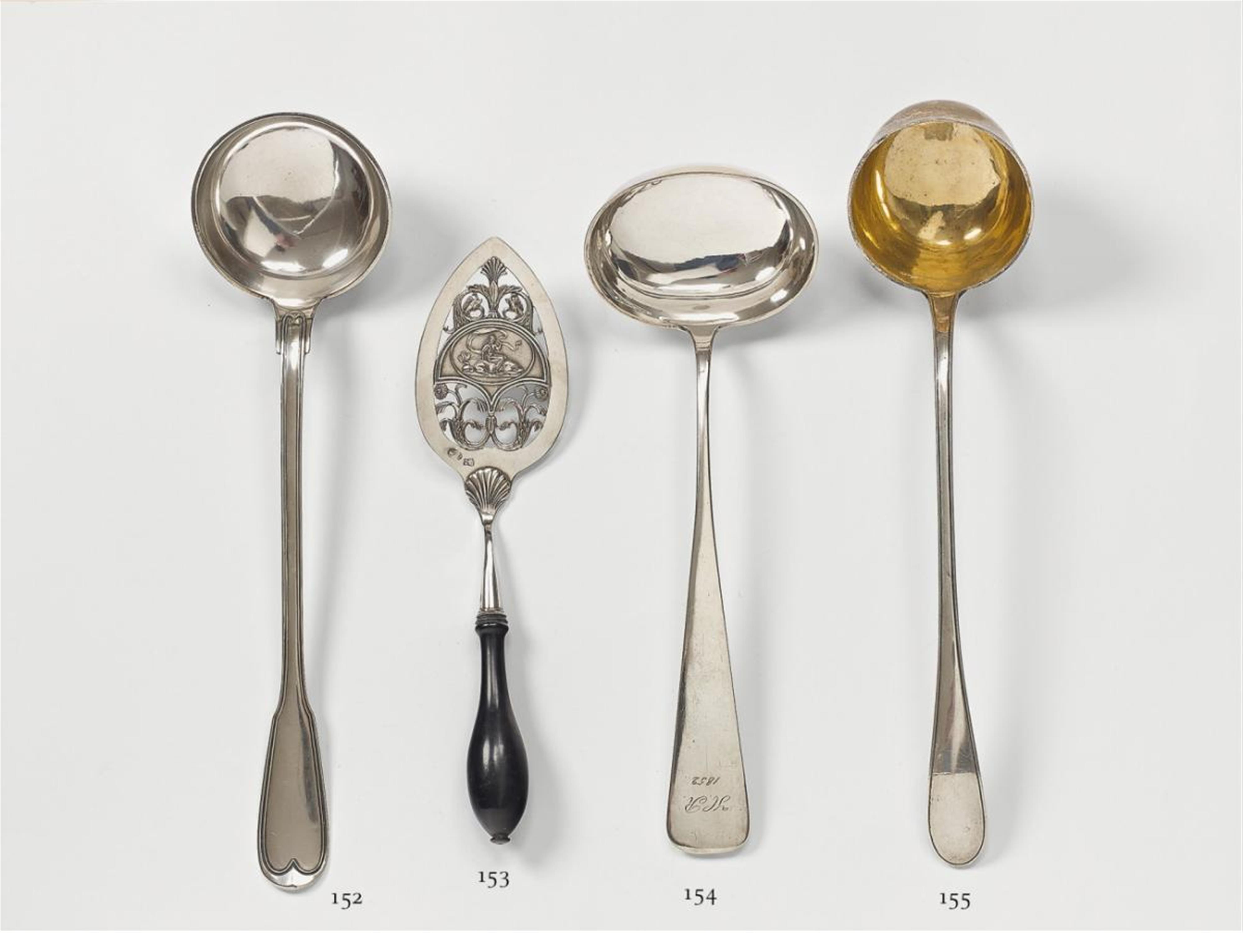 A Belgian silver ladle, monogrammed "MR". Unidentified maker's mark, 1831 - 69. - image-1