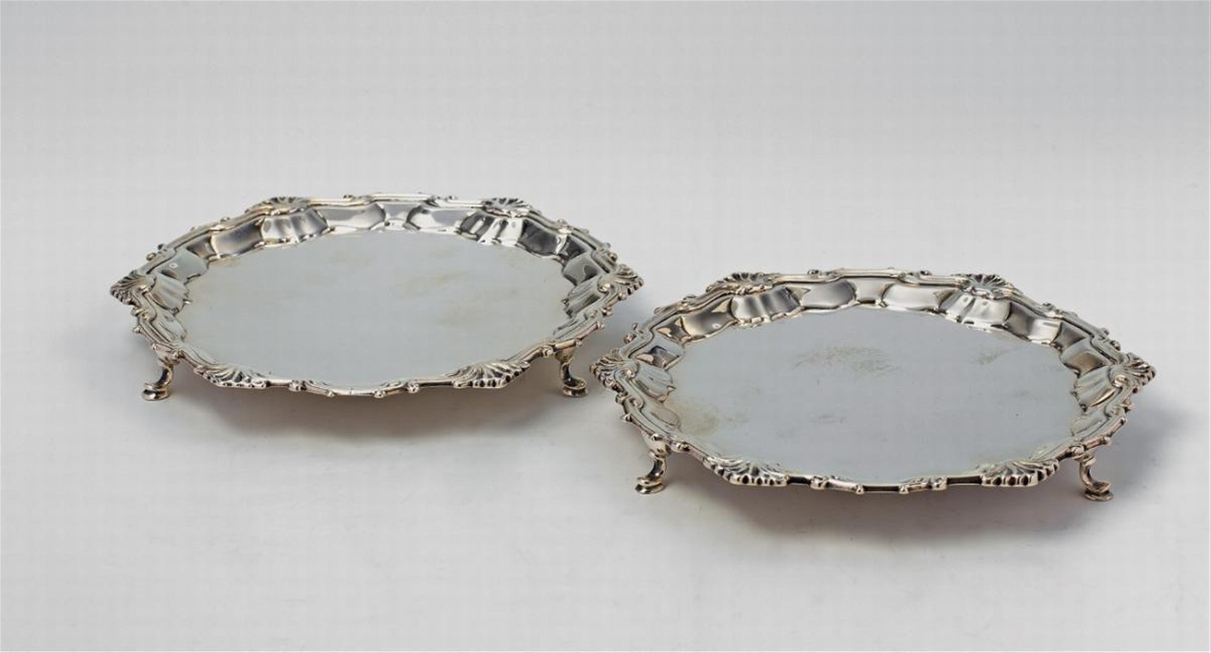 A pair of George II silver salvers. Marks of William Peaston, London 1754. - image-1