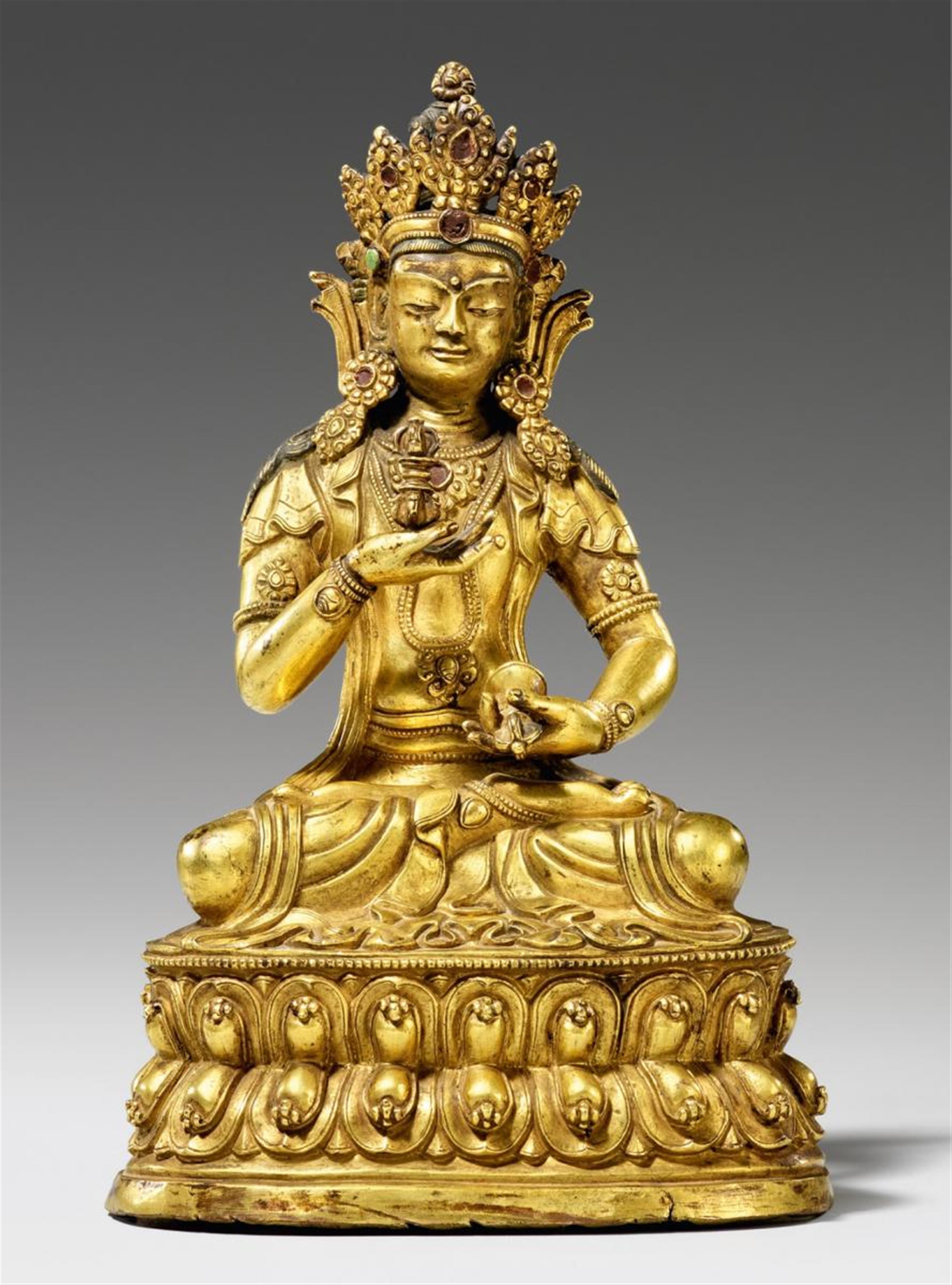 Vajrasattva. Feuervergoldete Bronze. Tibet. 18. Jh. - image-1