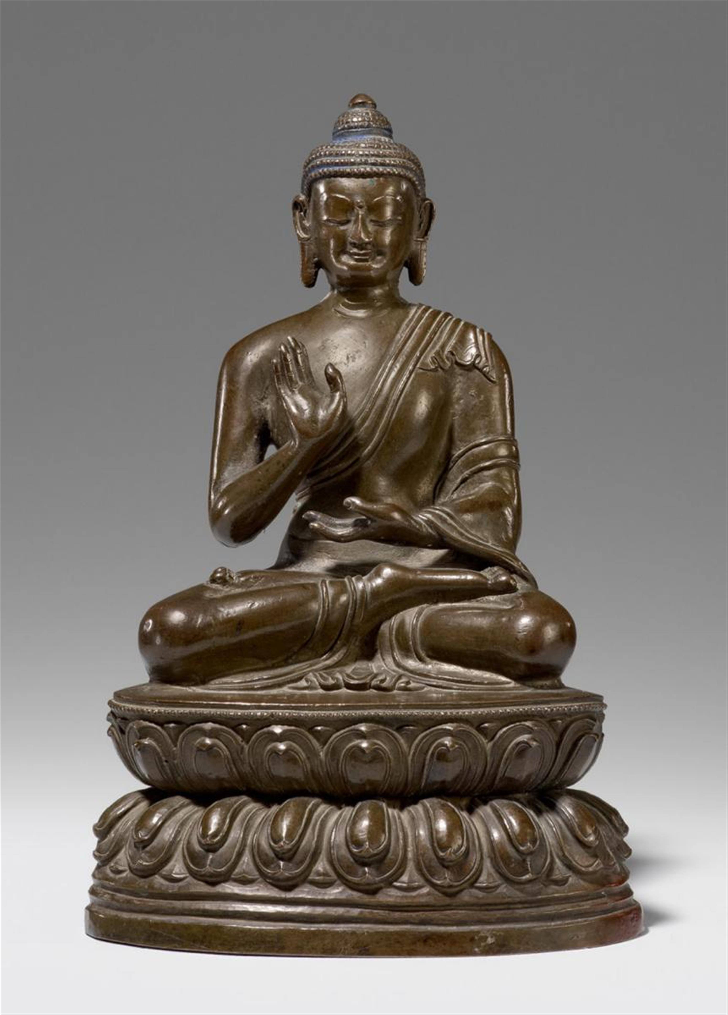 A bronze figure of Buddha Amoghasiddhi. Tibet. Late 18th century - image-1