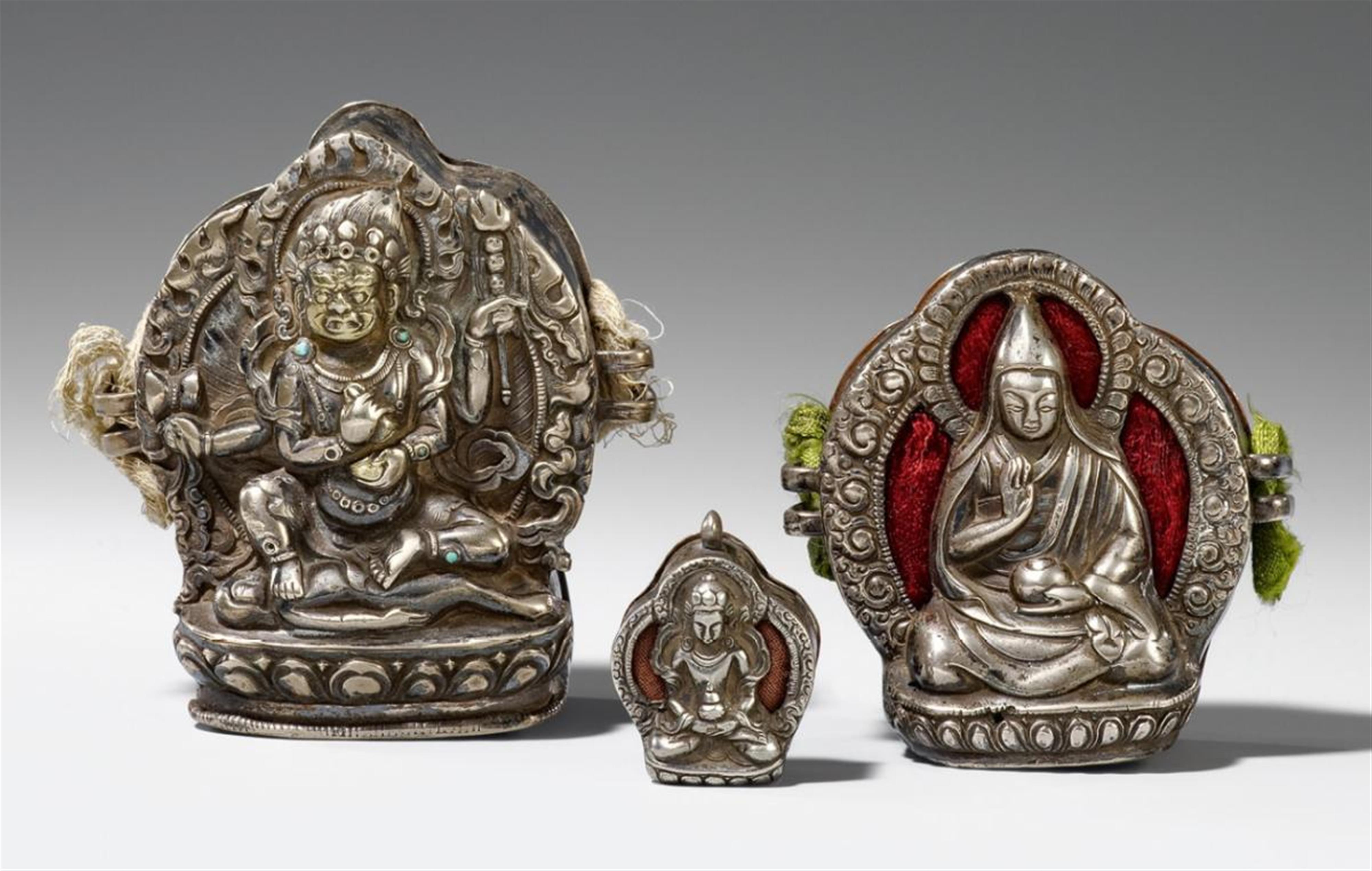 Three silver boxes (ga´u). Tibet - image-1