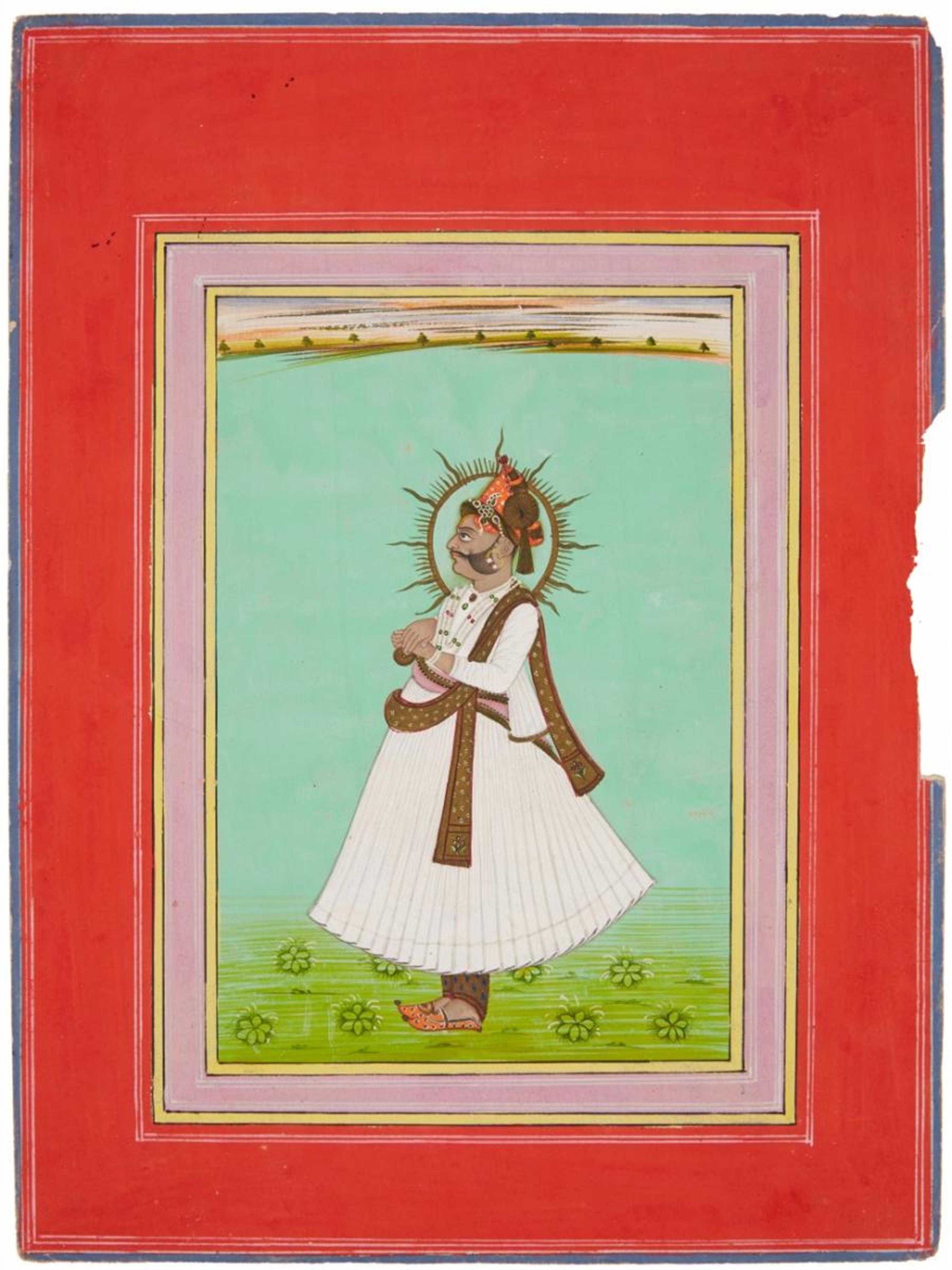 A Rajasthani portrait of Maharaja Shri Gaj Singhji. Bikaner. Dated 1887 - image-1