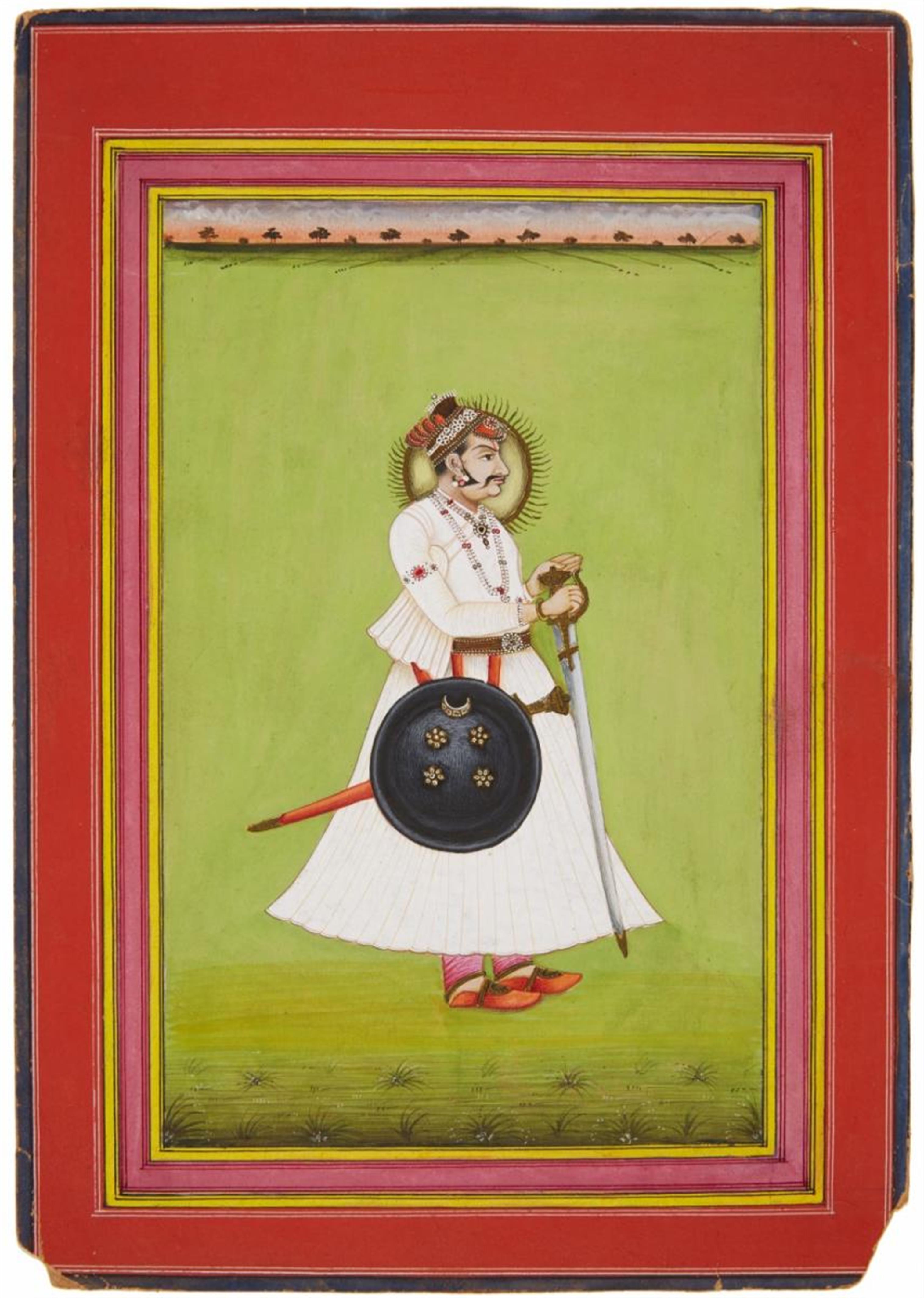 A Rajasthani portrait of Maharaja Ahri Bikaji. Bikaner. Dated 1925 - image-1