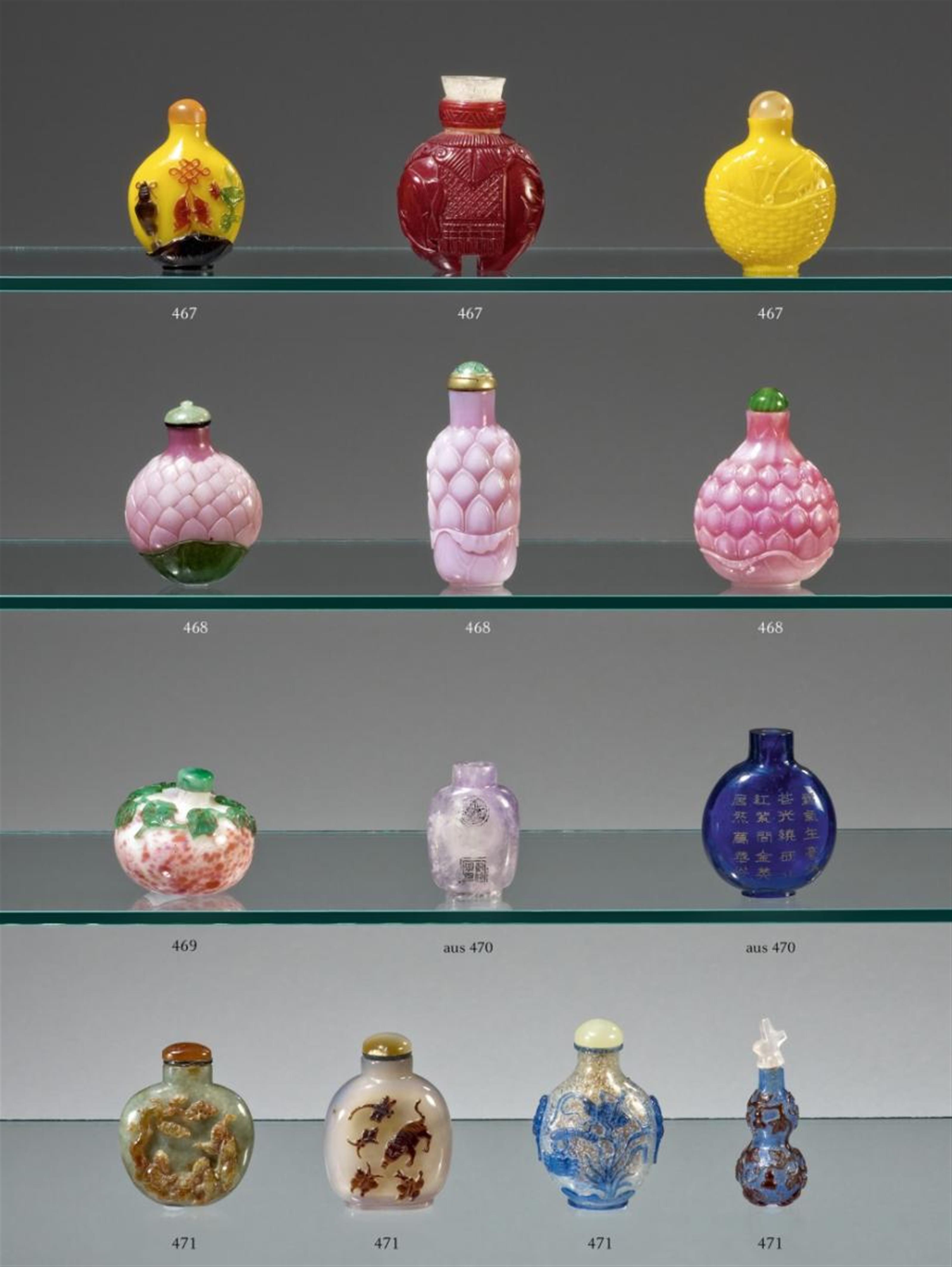 Drei snuff bottles. Glas - image-1