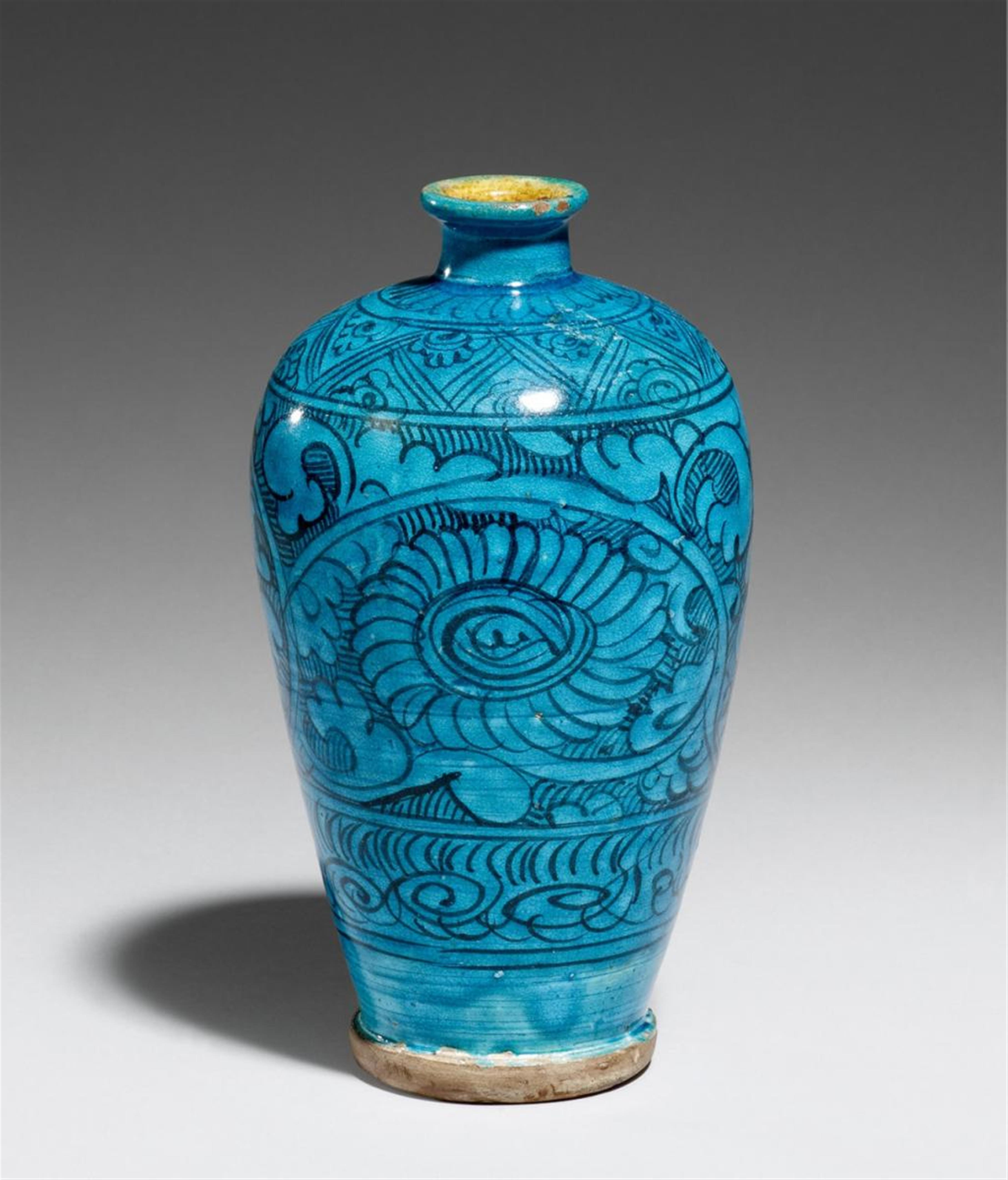 Meiping-Vase mit türkisfarbener Glasur. Cizhou. Ming-Zeit (1368-1644) - image-1