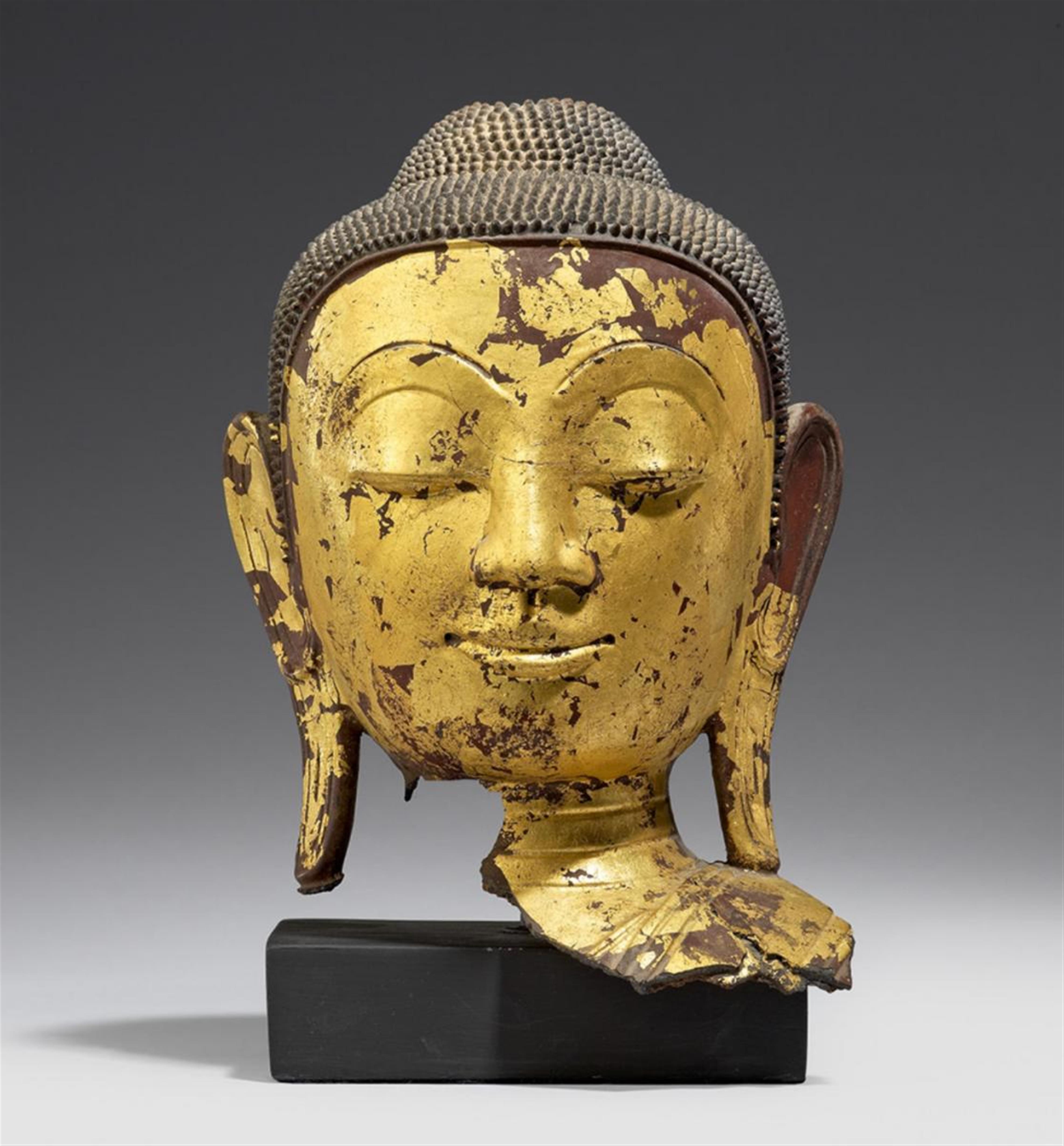 Buddha-Kopf. Trockenlack. Birma, Shan-Stil. 19. Jh. - image-1