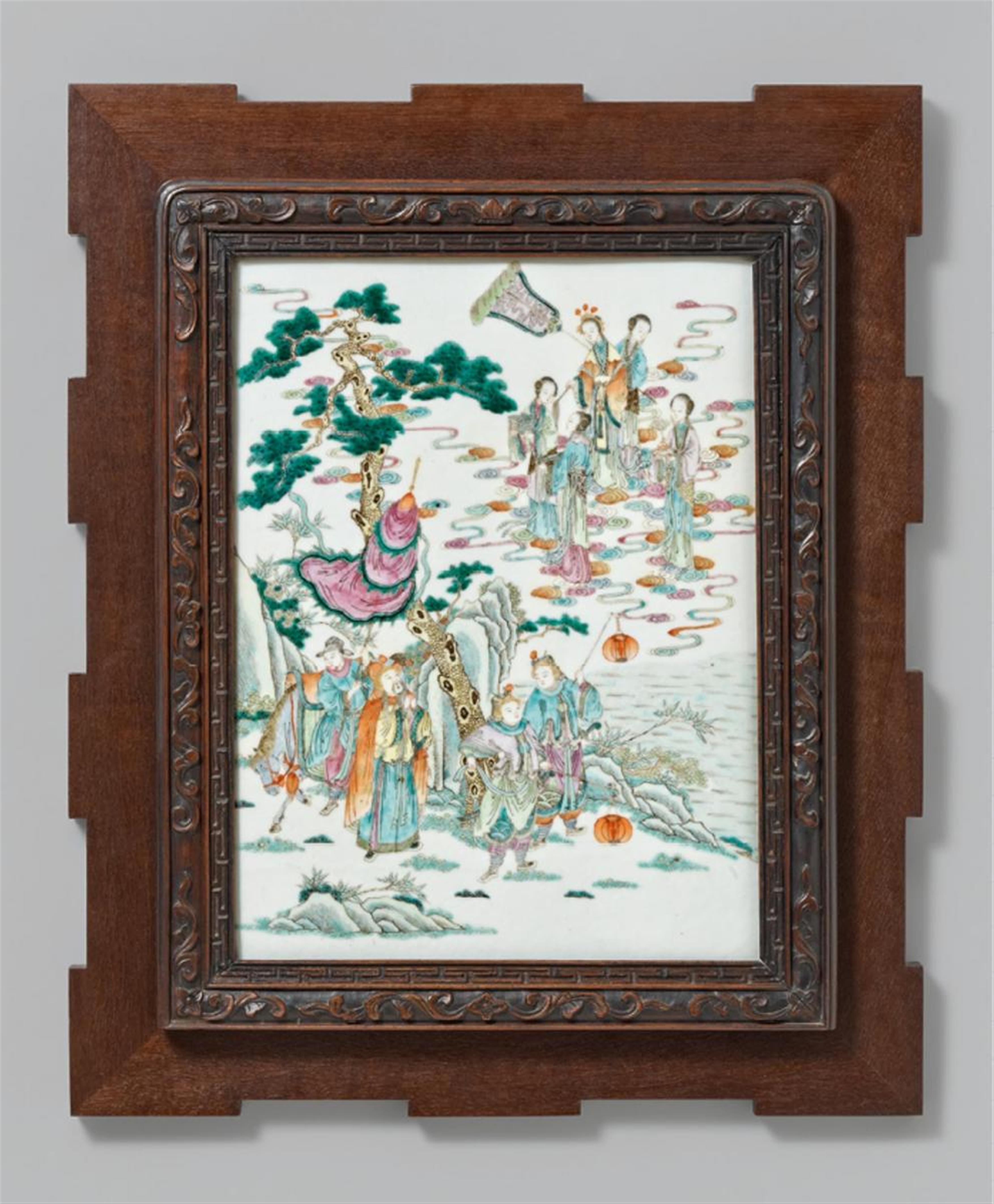 A framed famille rose panel. 20th century - image-1