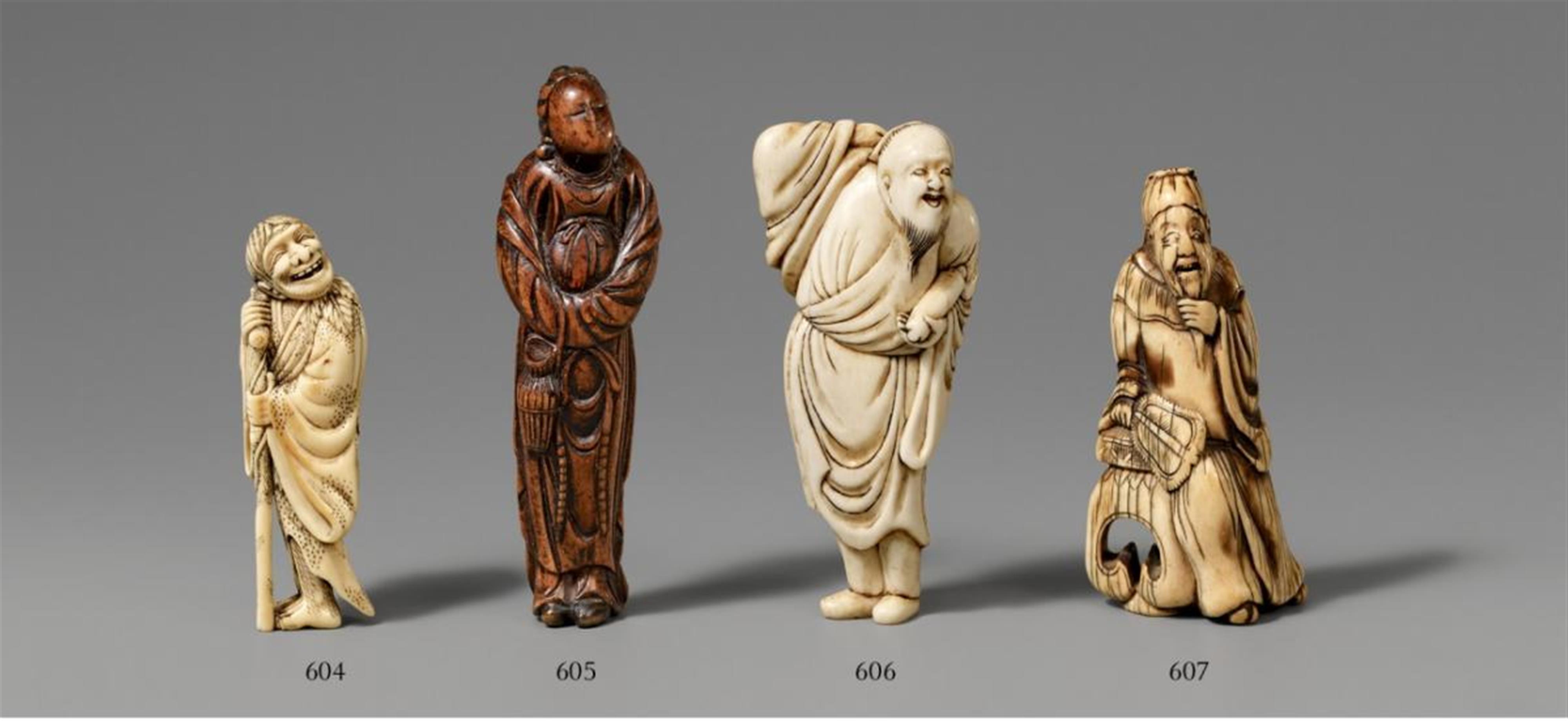 An ivory netsuke of Gentoku. Late 18th century - image-1