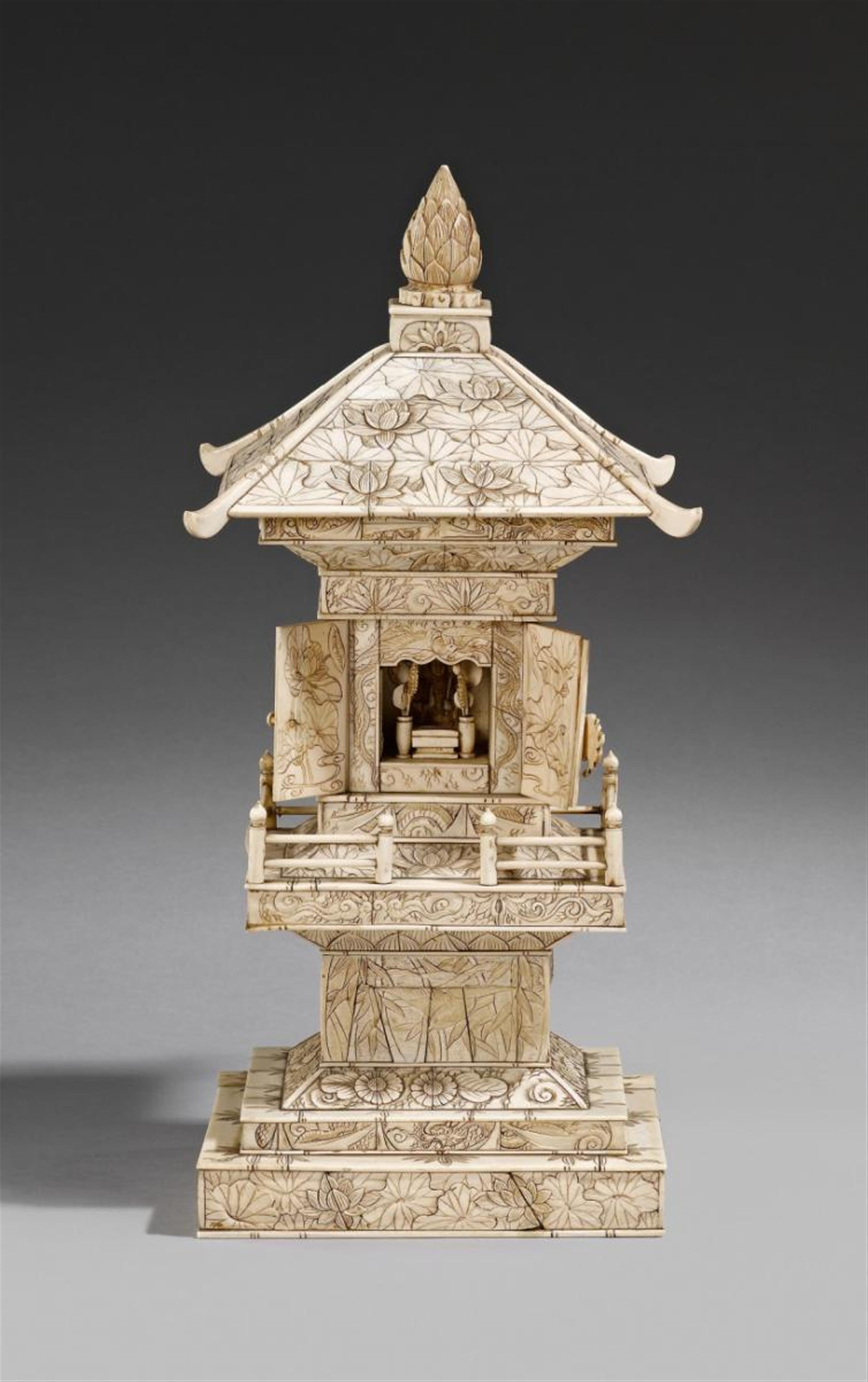 A walrus tusk Buddhist shrine. Late 19th century - image-2