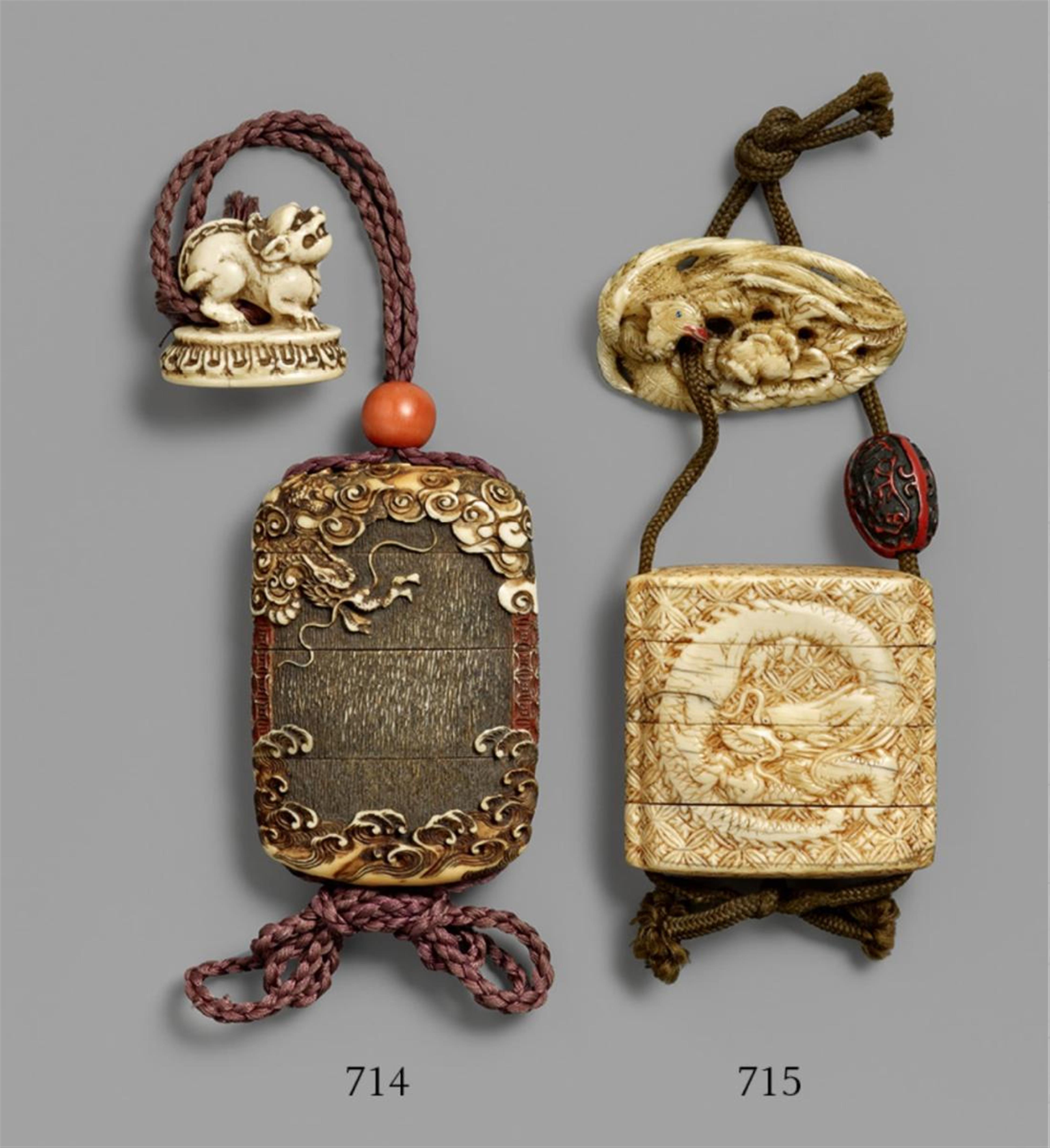 A small three-case ivory inrô. 19th century - image-1