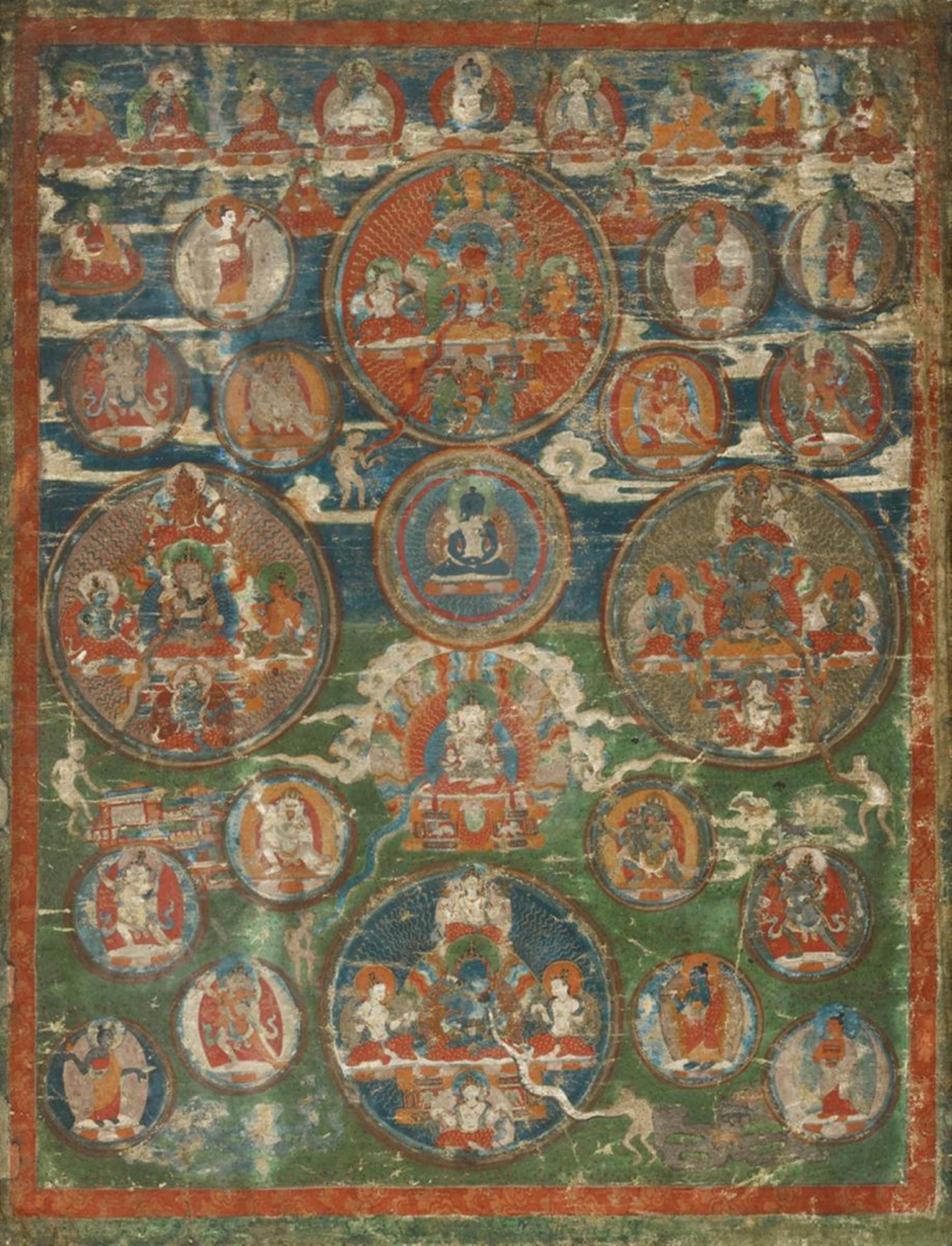 A thangka with deities of the bardo. Tibet. 18th century - image-1