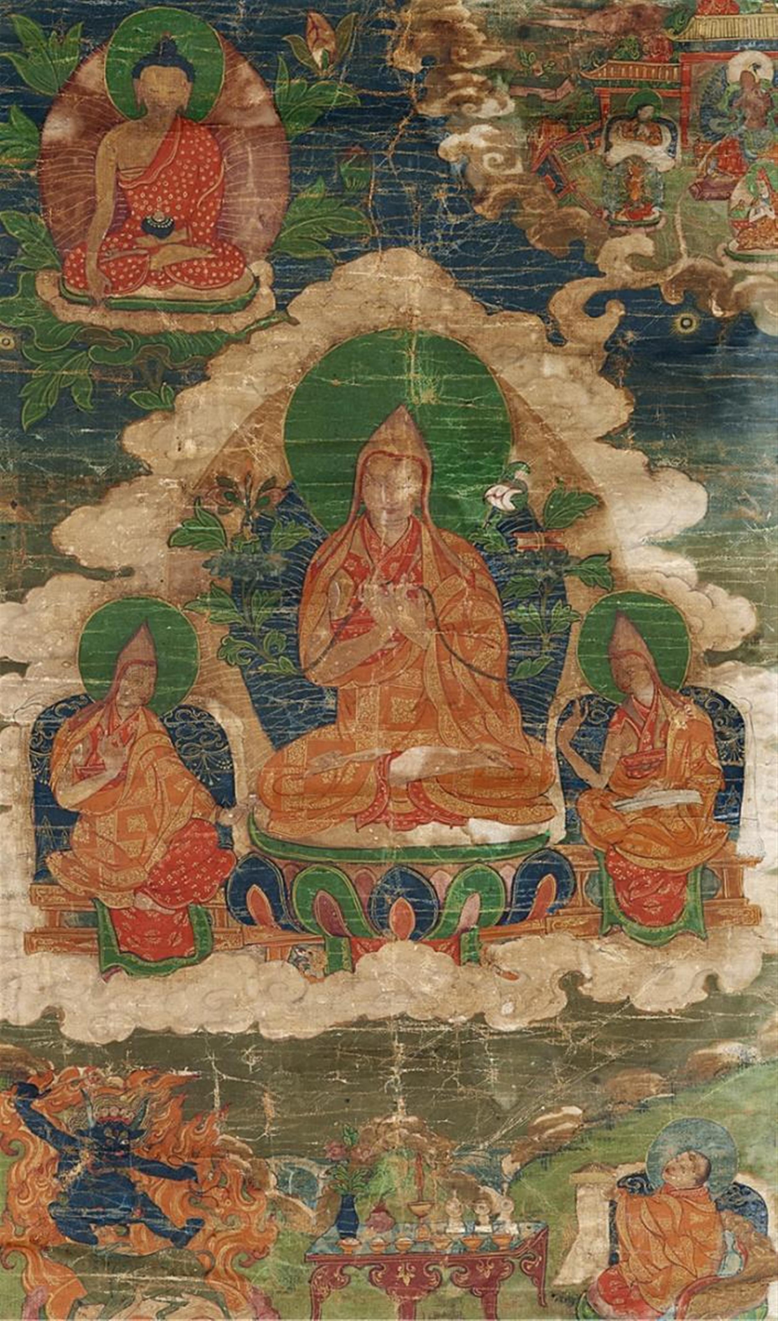 A thangka of Tsongkhapa. Tibet. 19th century - image-1