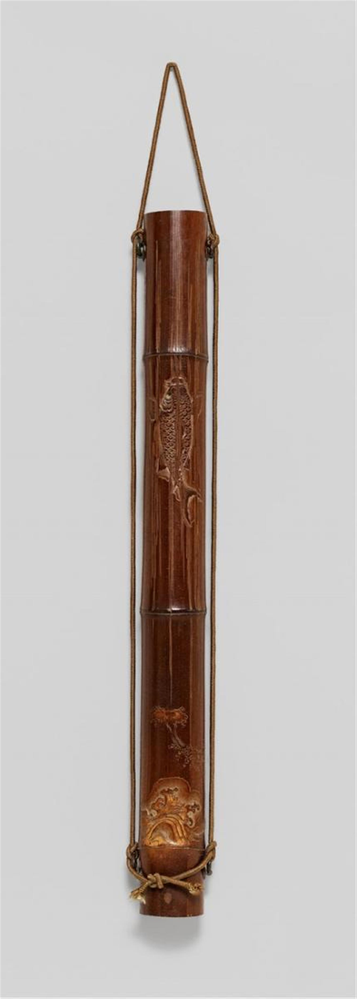 A bamboo hanging vase. Around 1900 - image-1