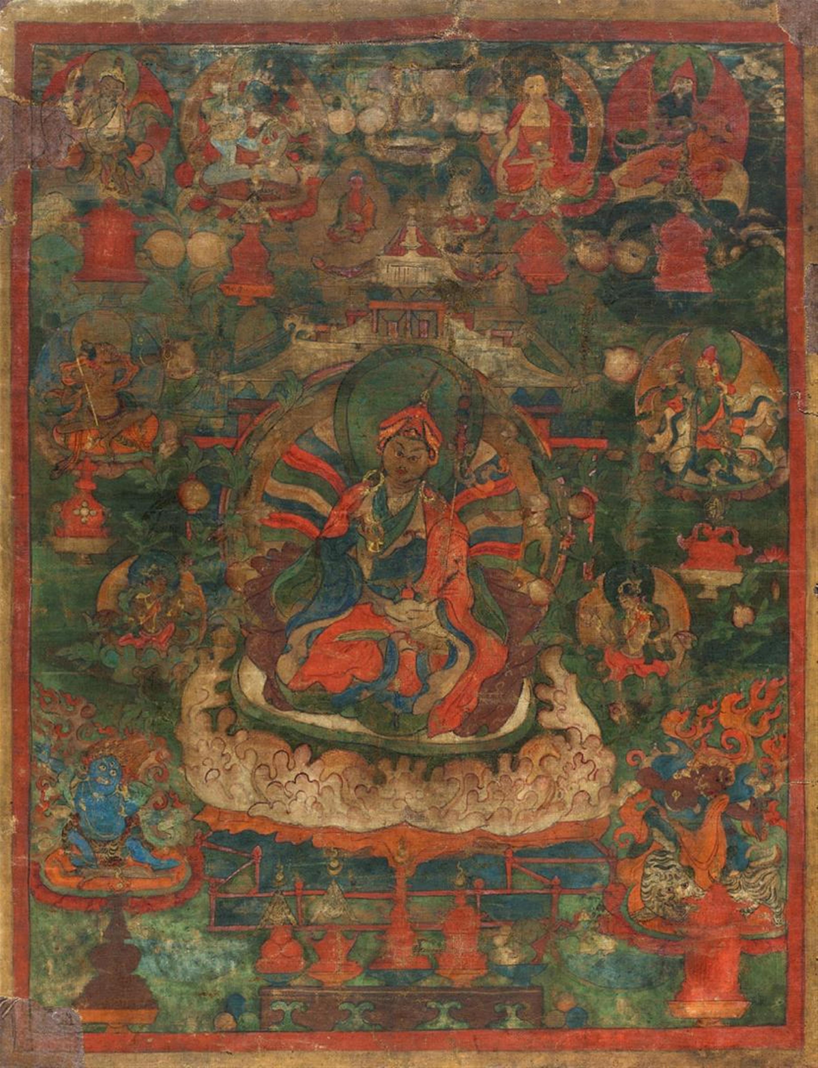 A Tibetan thangka des Padmasambhava. 18th/19th century - image-1