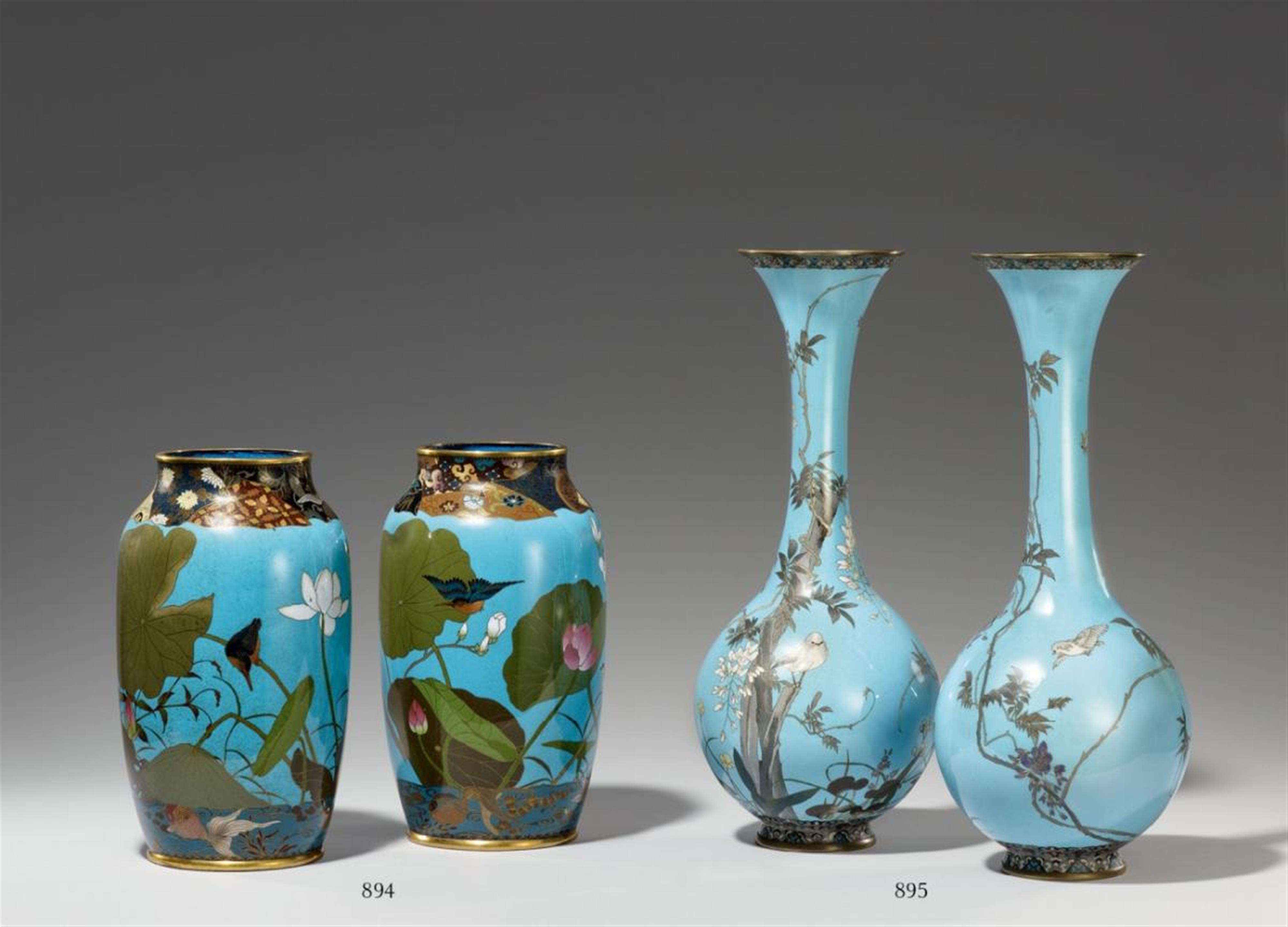 A pair of cloisonné enamel vases. Late 19th century - image-1