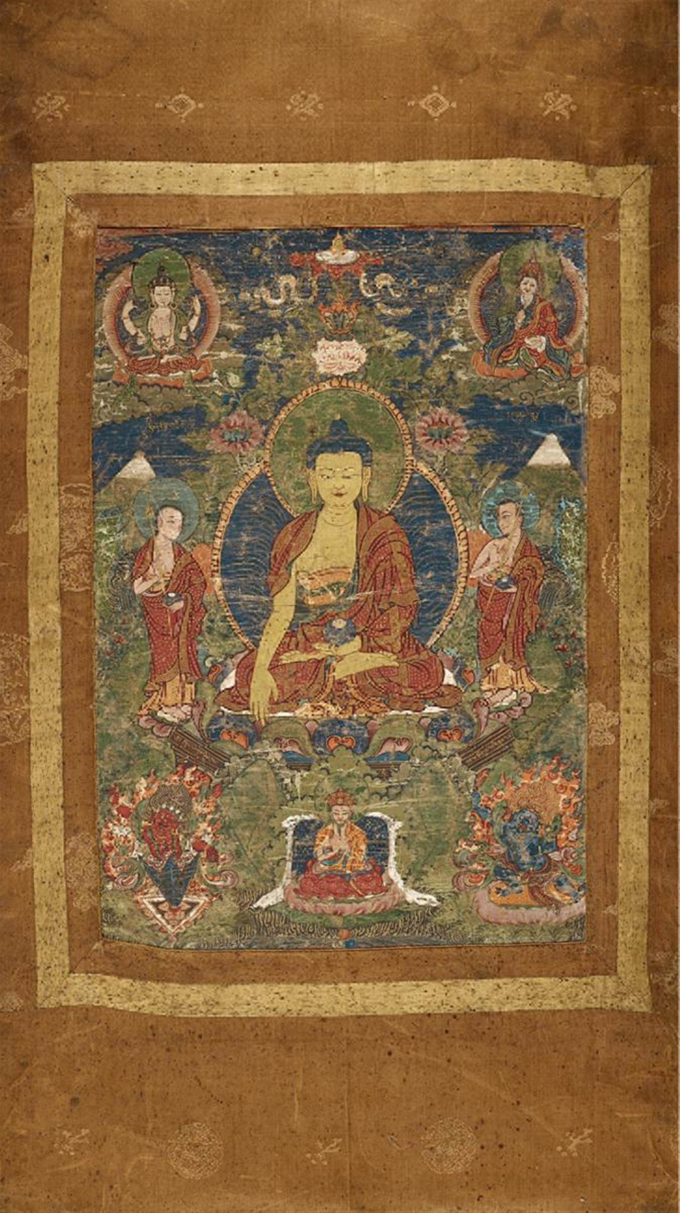 A thangka of Buddha Shakyamuni. Tibet. 18th/19th century - image-1