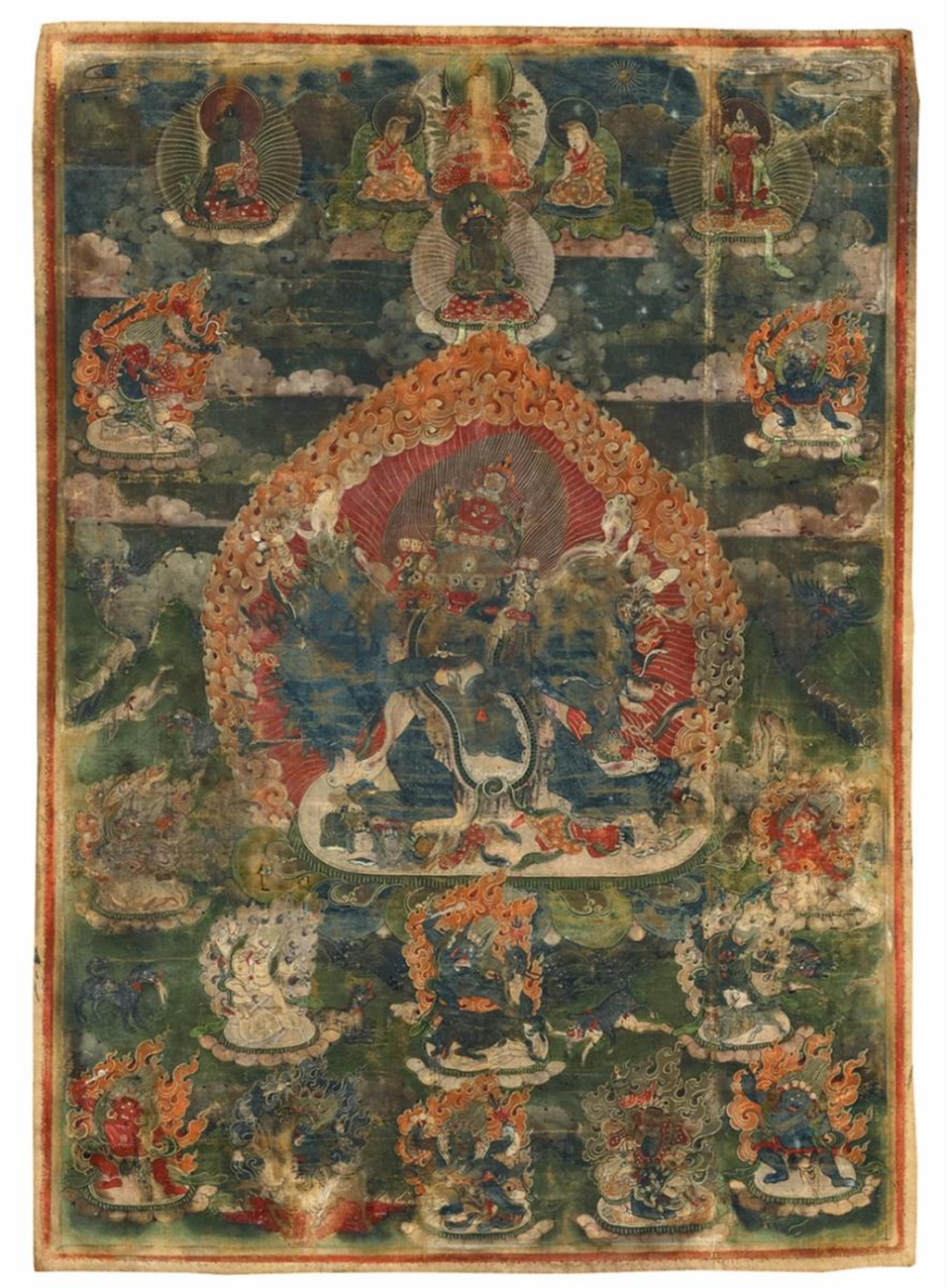 A thangka of Vajrabhairava. Tibet. 19th century - image-1