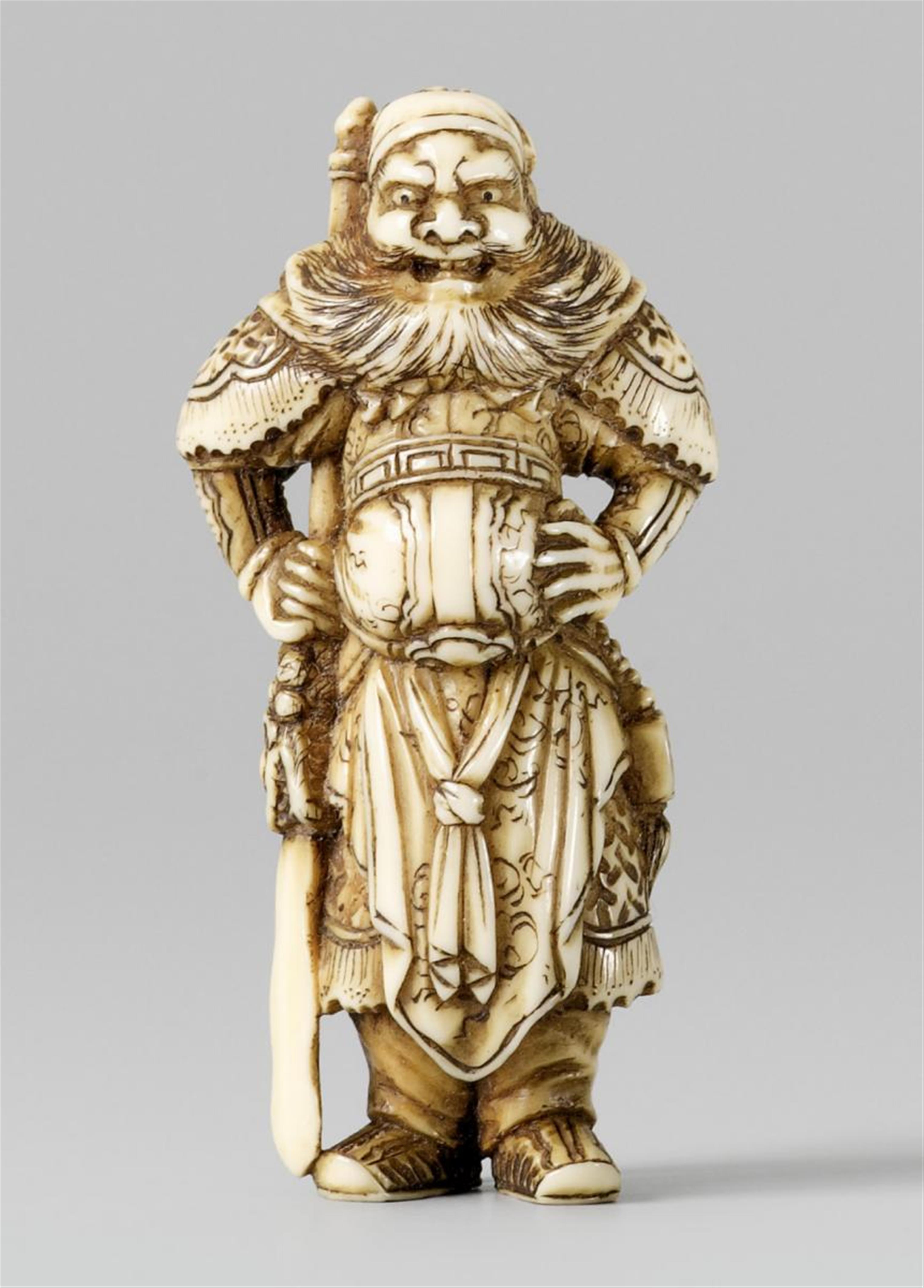 An ivory netsuke of Chôhi, by Tomochika. Mid 19th century - image-1