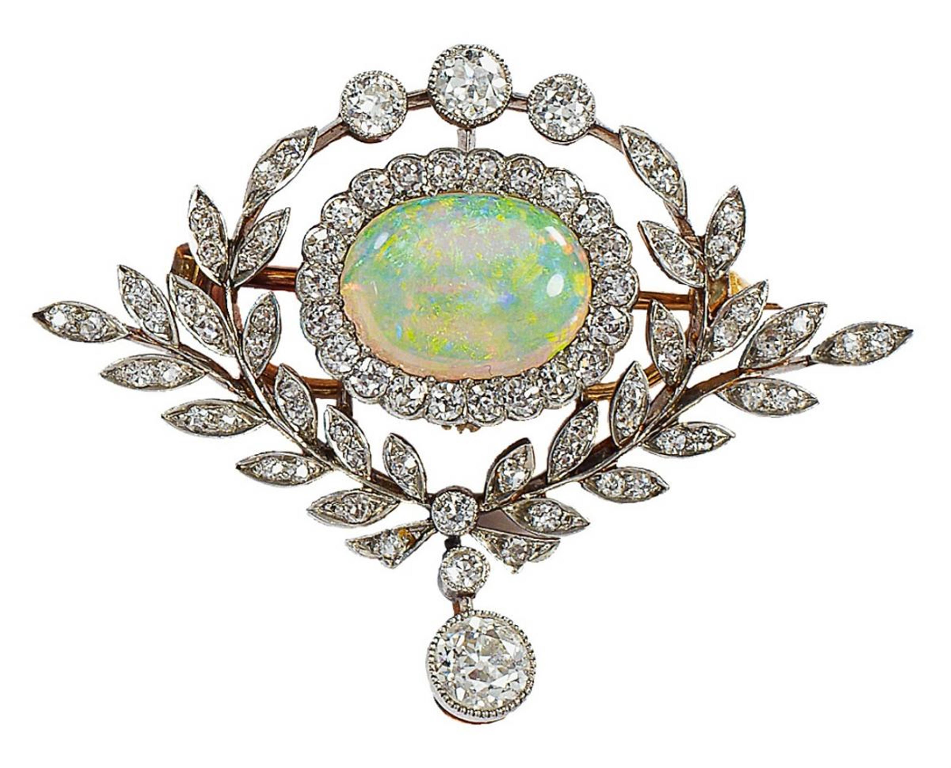 A 14k gold and diamond Belle Epoqué pendant brooch - image-1