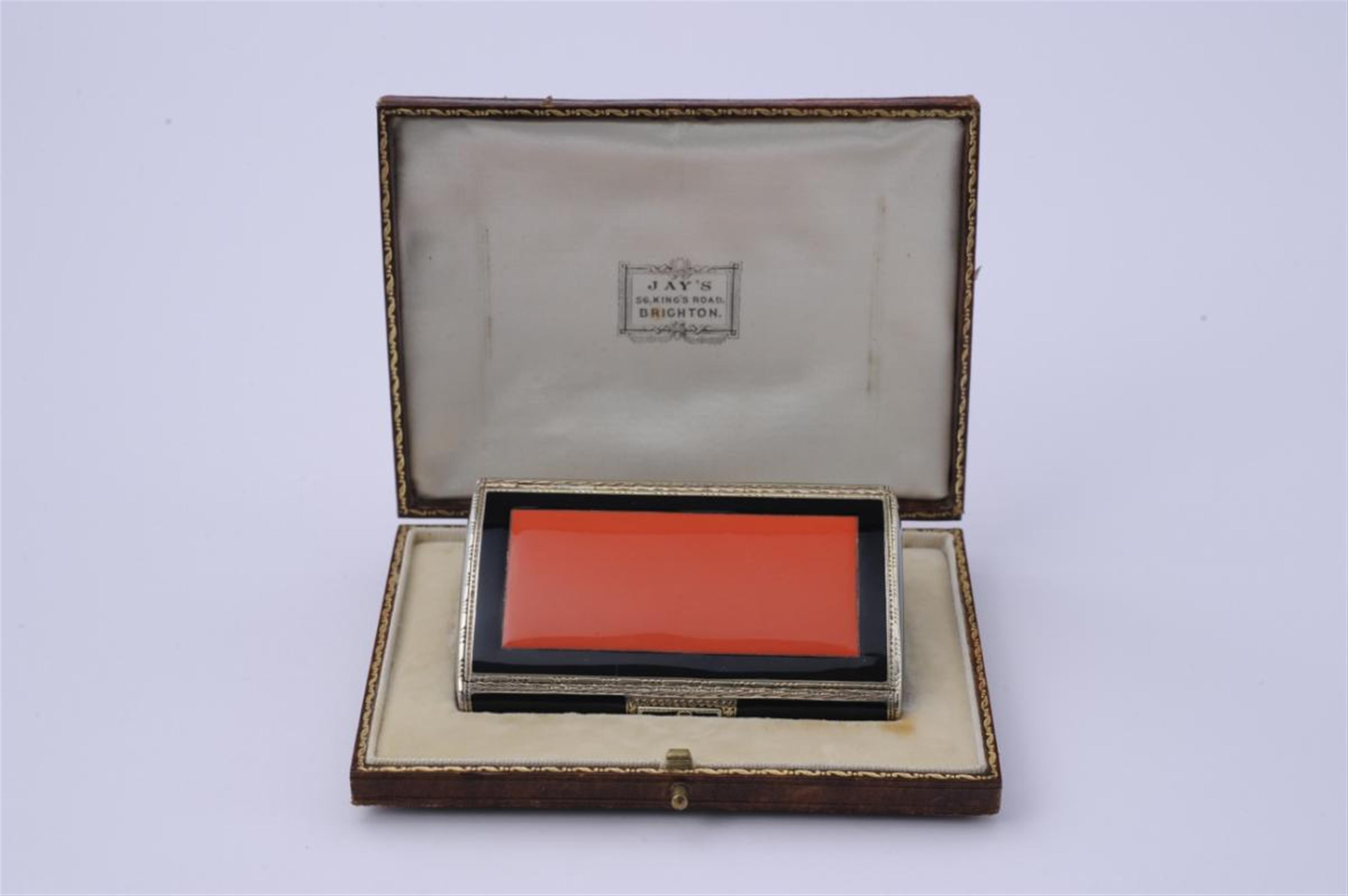 An English enamelled vermeil visiting card case. - image-1