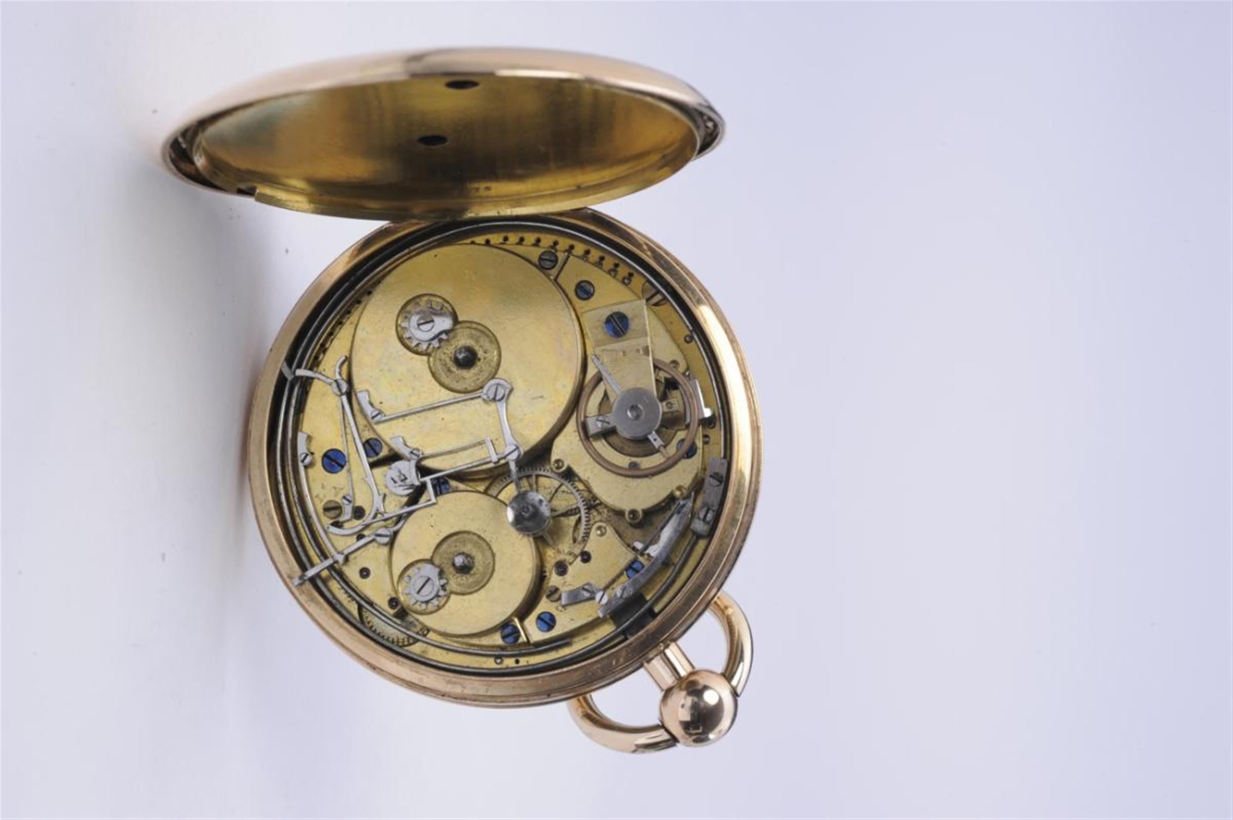 A 14k red gold guilloched demi-savonnette with musical mechanism. - image-2