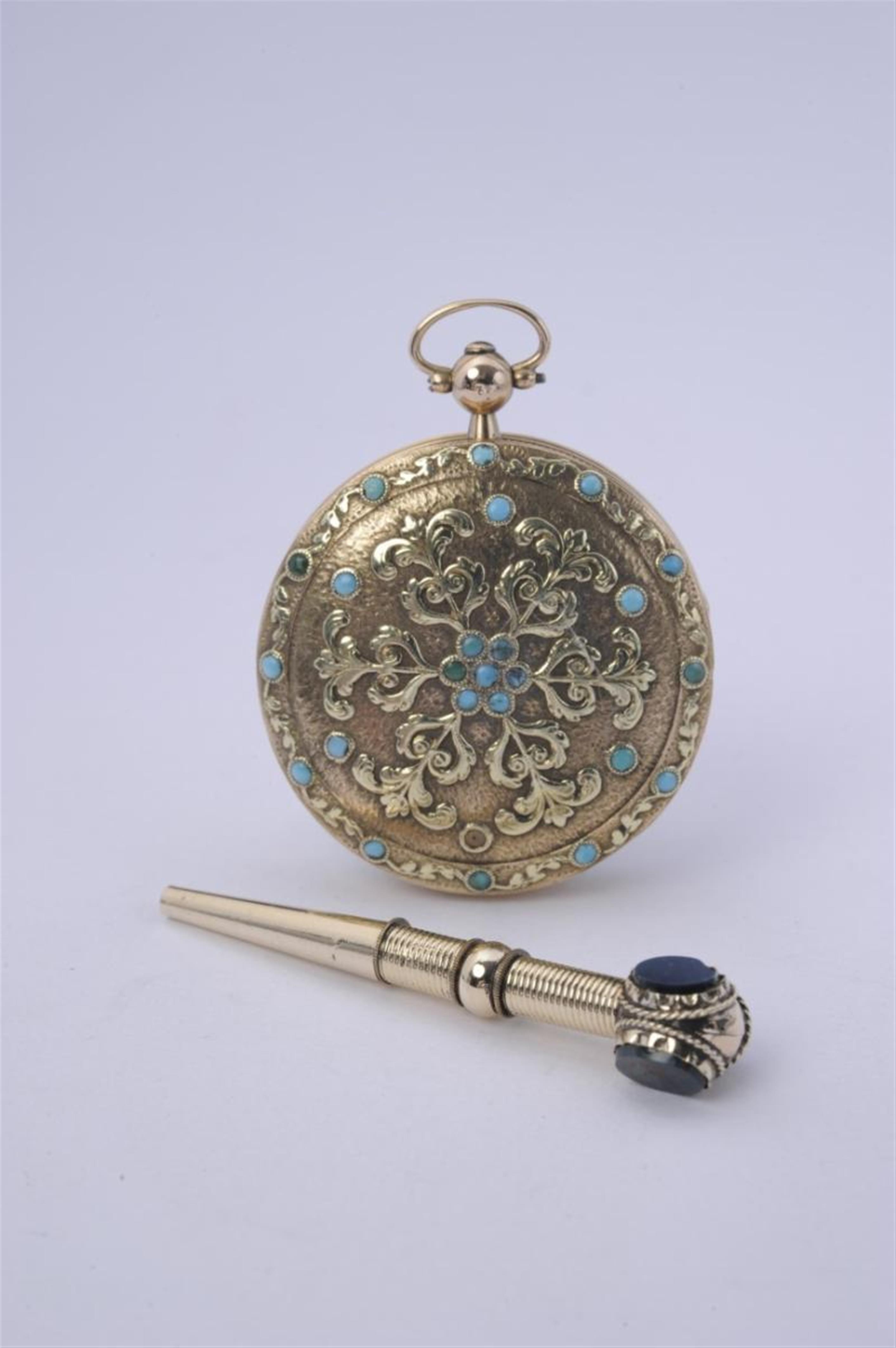 A Louis Philippe tri-colour gold demi-savonette pendant watch. - image-2