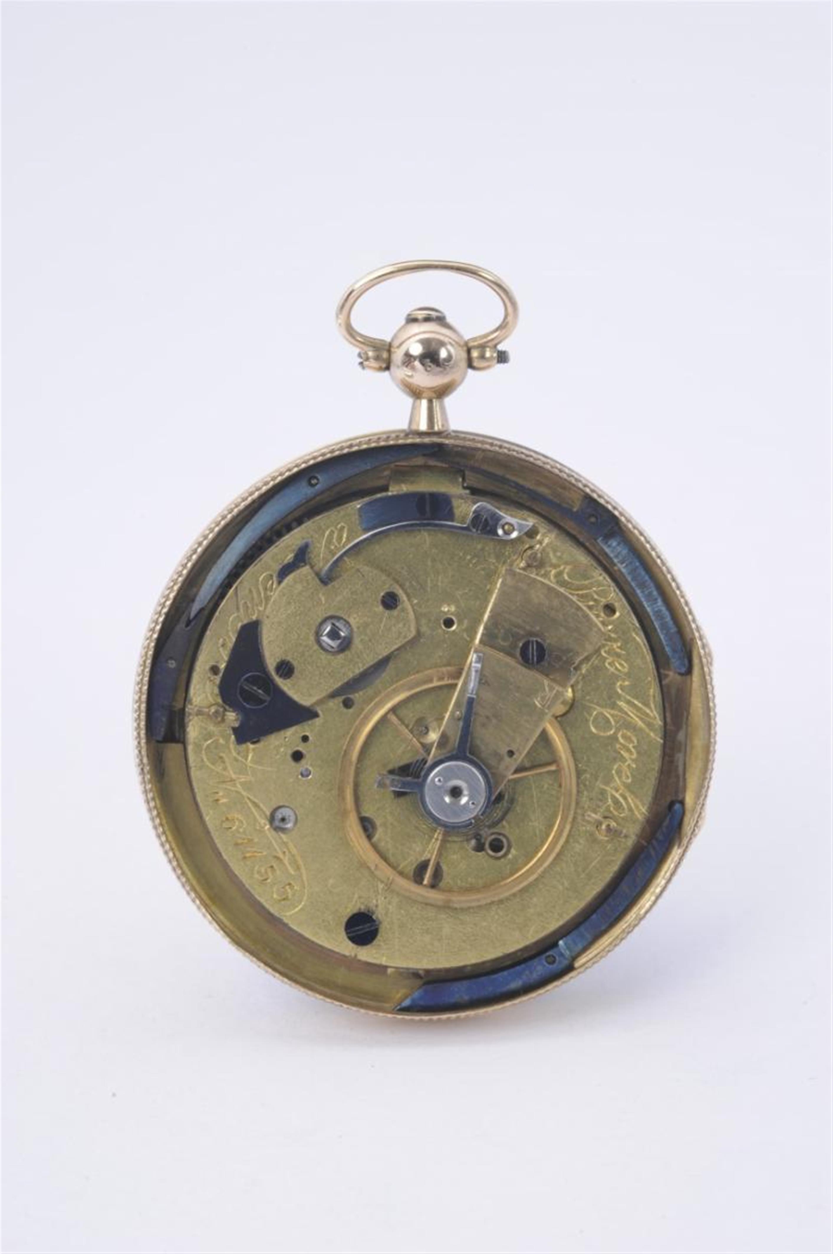 A Louis Philippe tri-colour gold demi-savonette pendant watch. - image-3