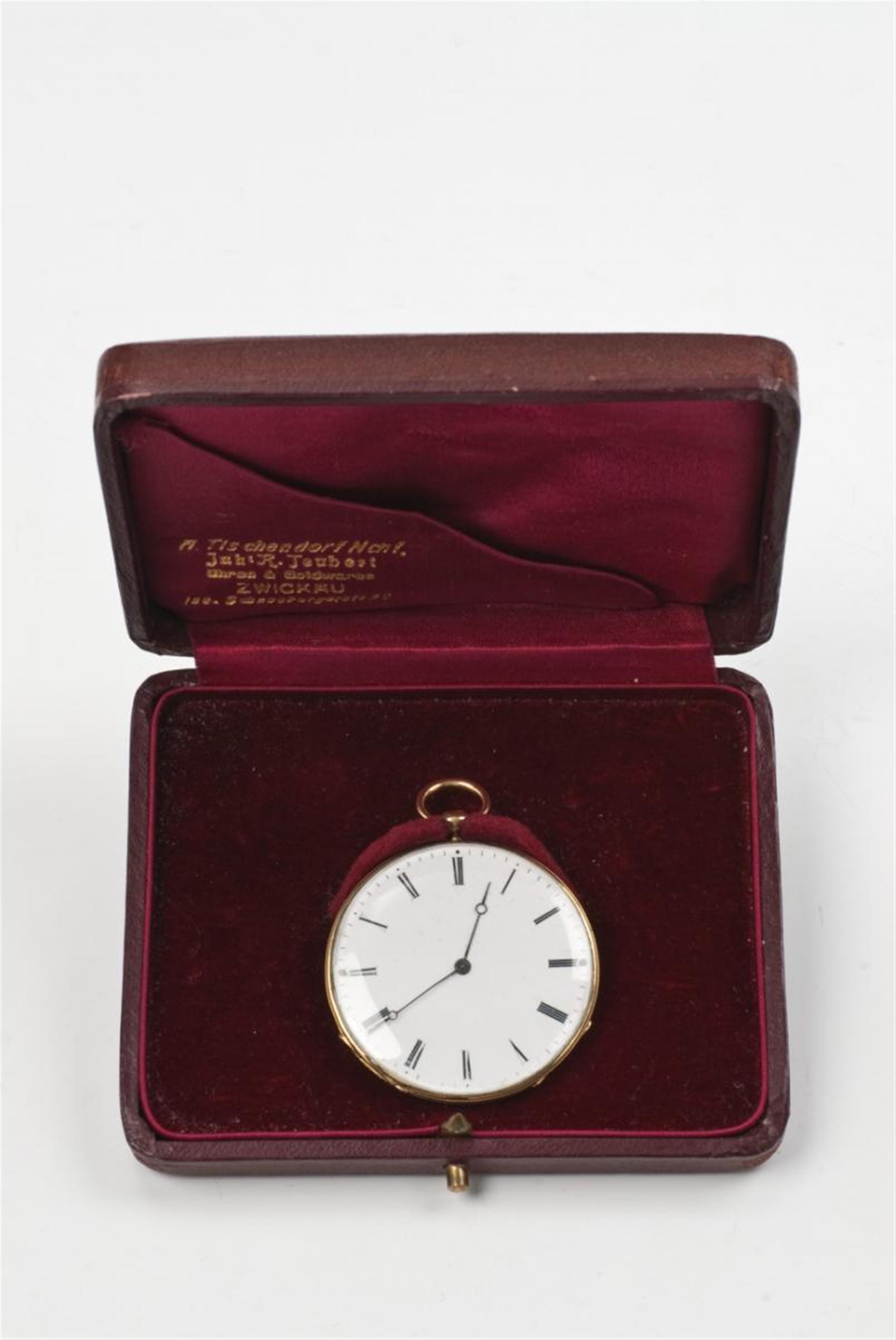 A Swiss openface 18k gold enamel tailcoat watch with a depiction of a siren. - image-4