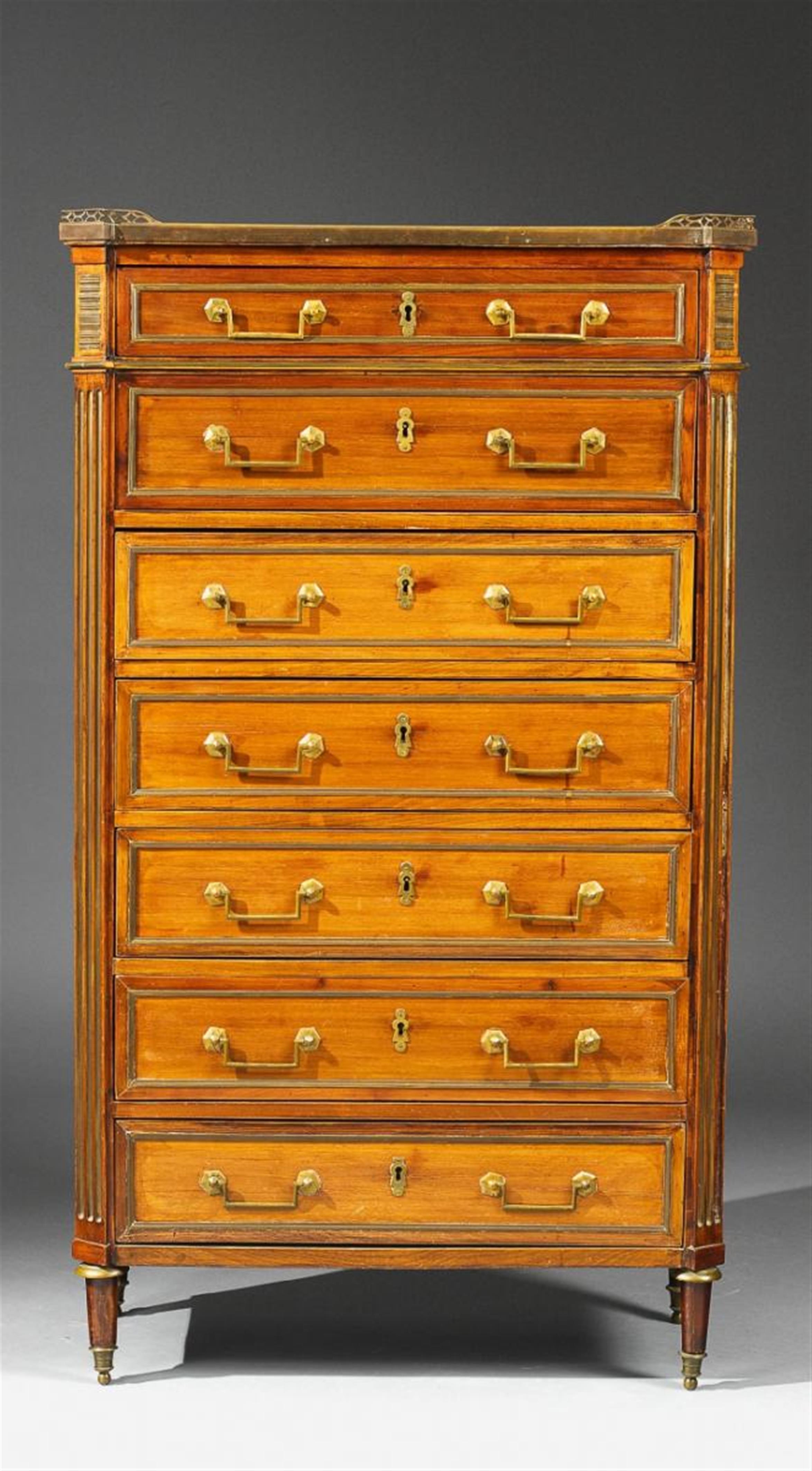 A French Louis XVI style mahogany veneered semainier. - image-1