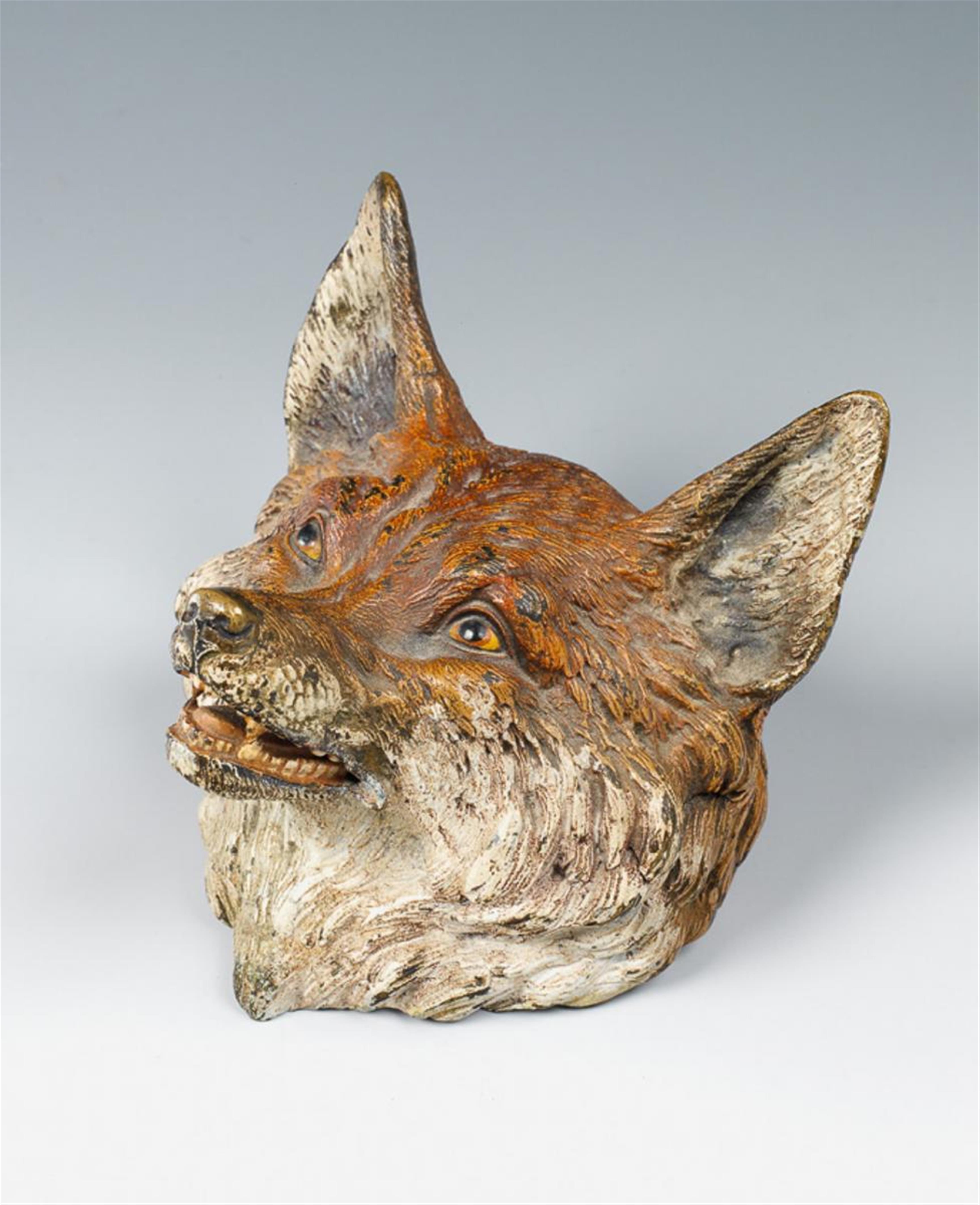 A Viennese painted cast metal fox's head. - image-1