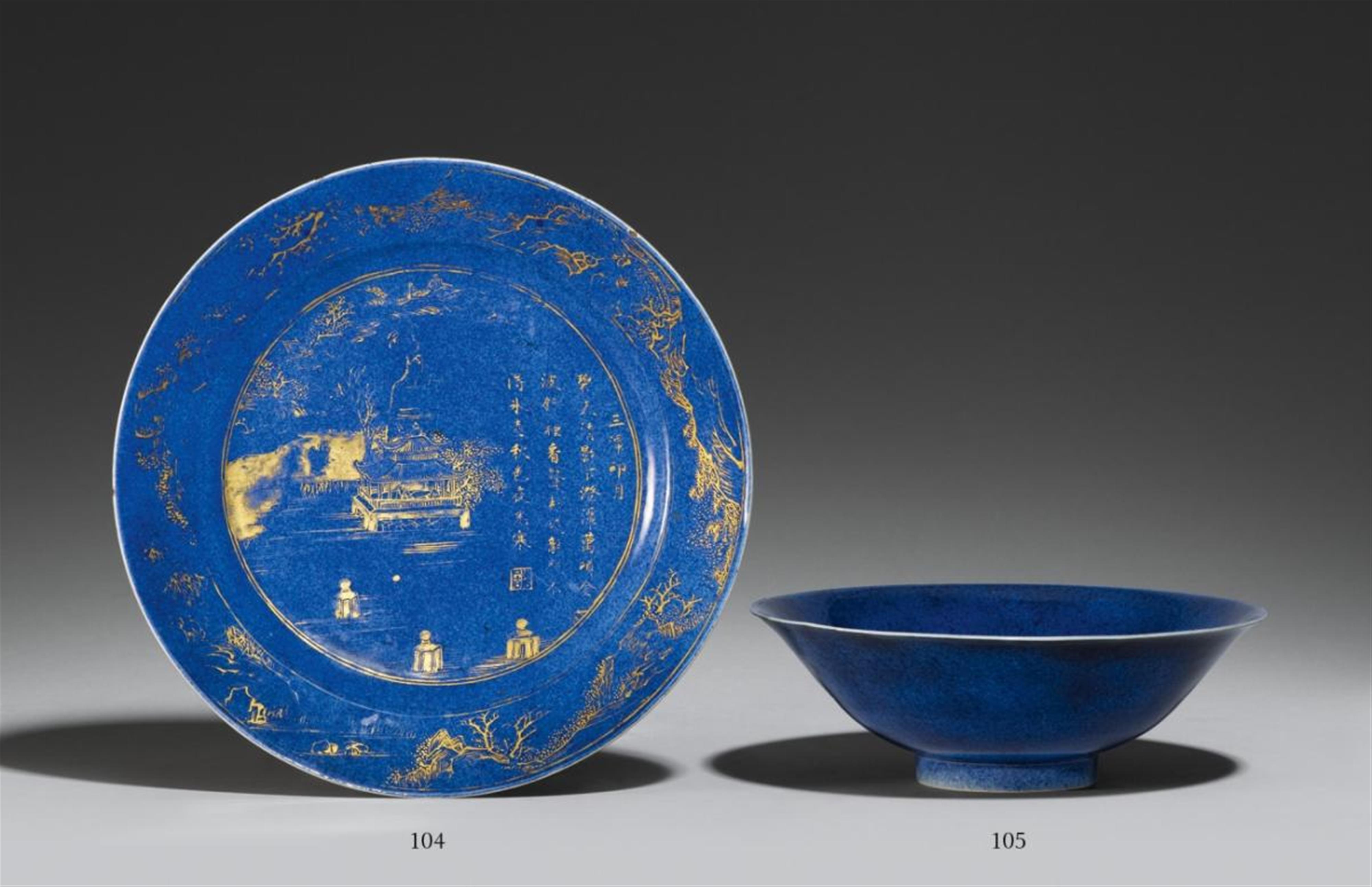 Schale mit puderblauer Glasur. Kangxi-Periode (1662-1722) - image-1