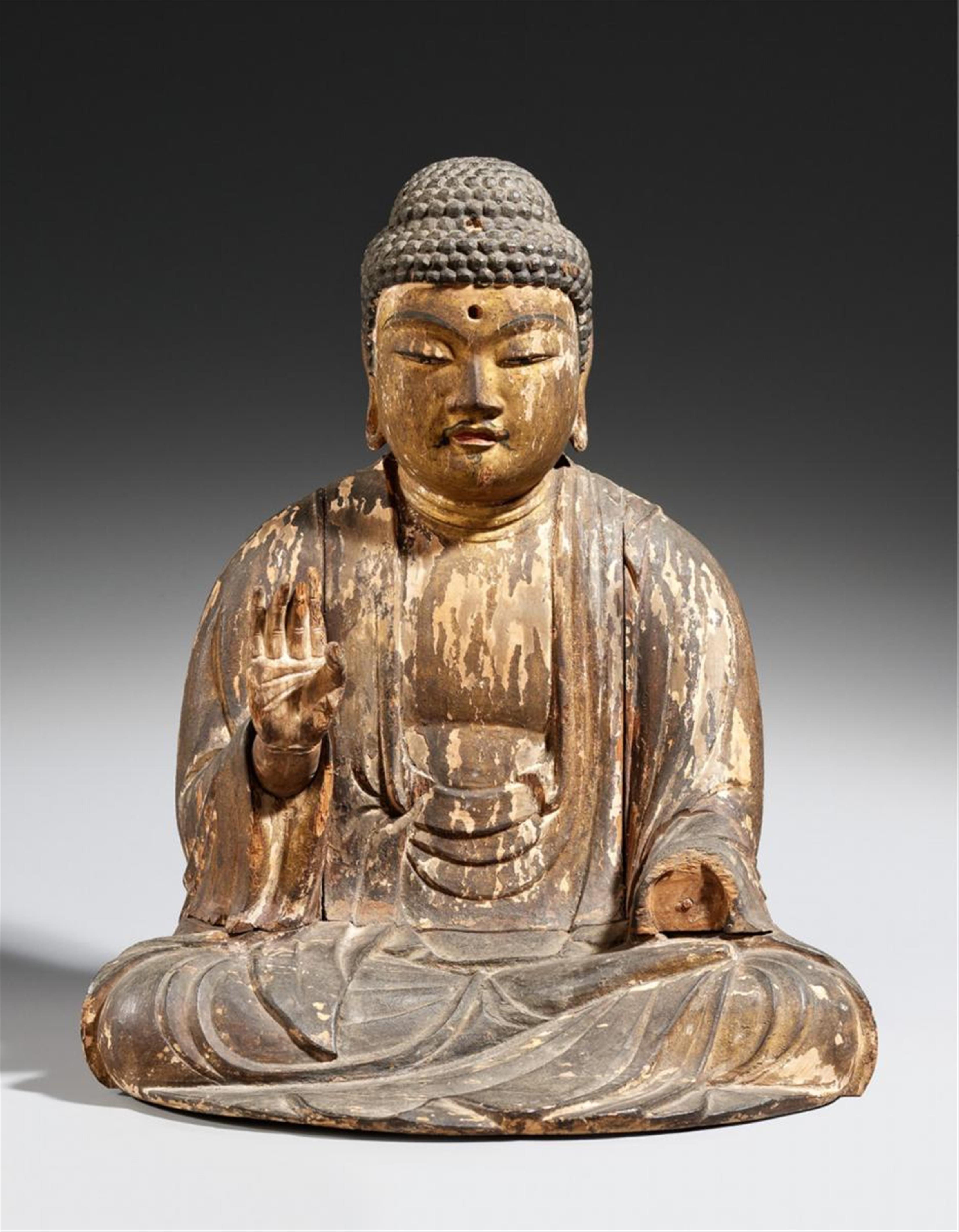 A wood figure of Amida. Edo/Meiji period - image-1