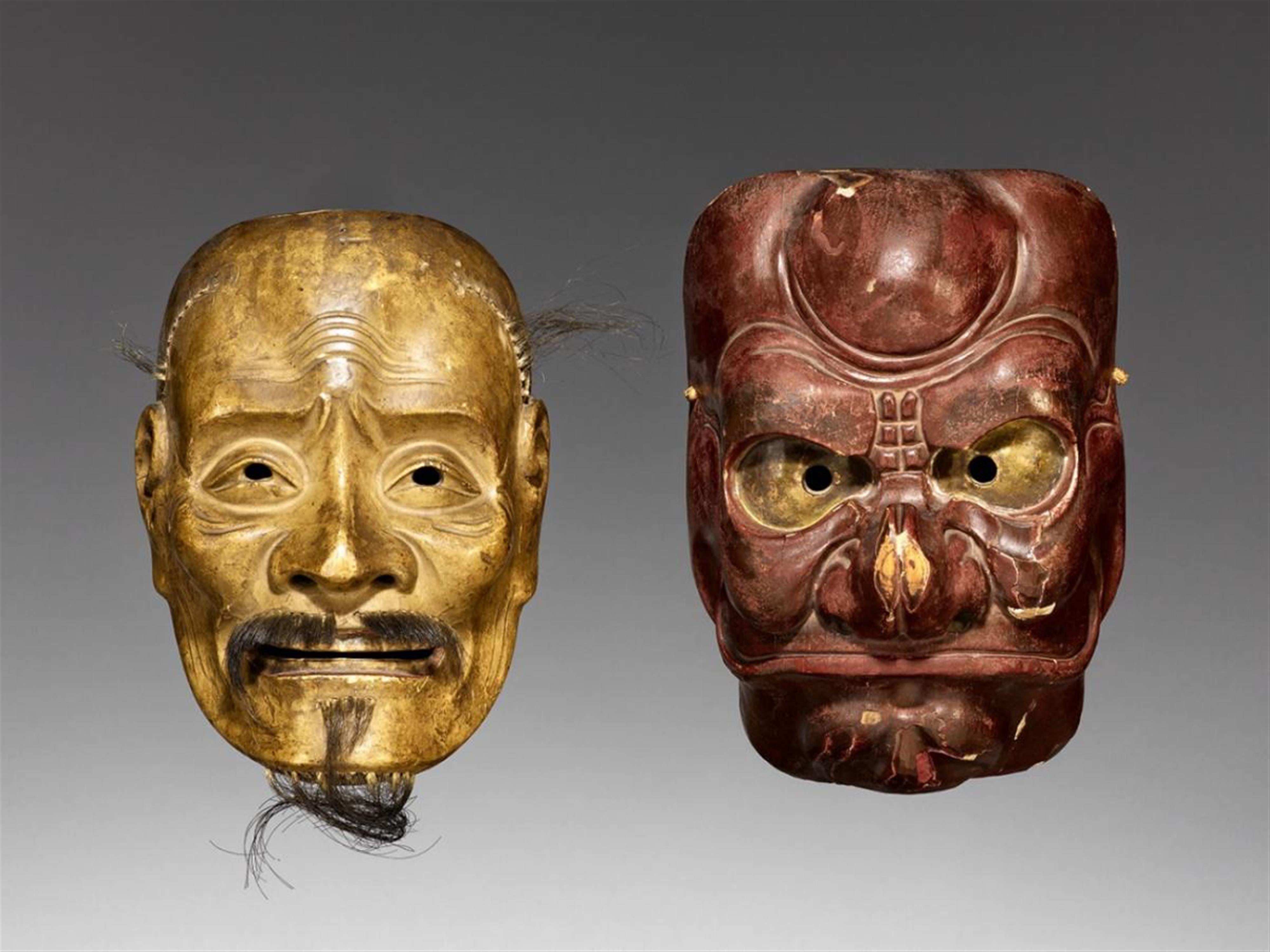 A polychromed wood nô mask. 19th century - image-1