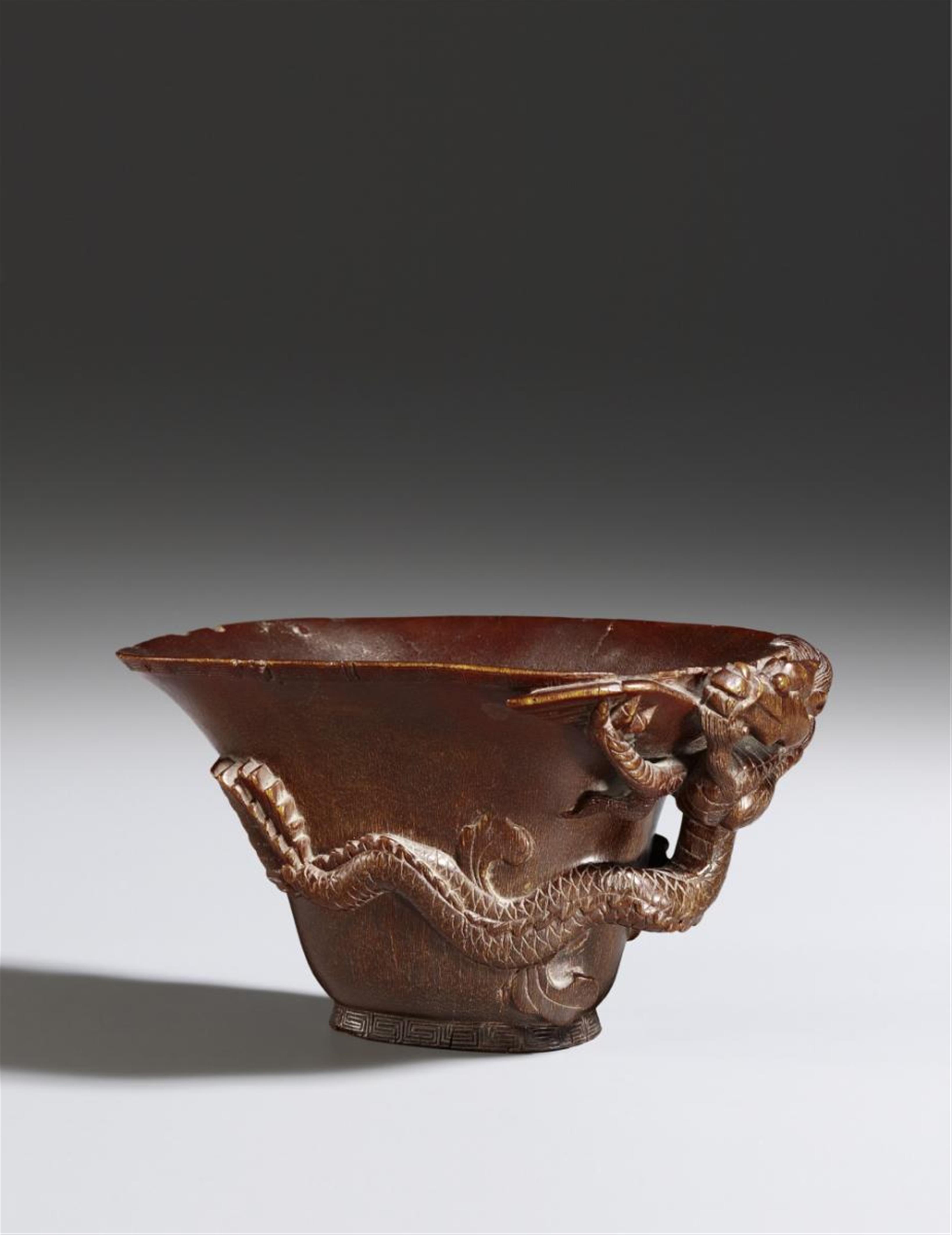 A rhinoceros horn libation cup. Qing dynasty - image-2