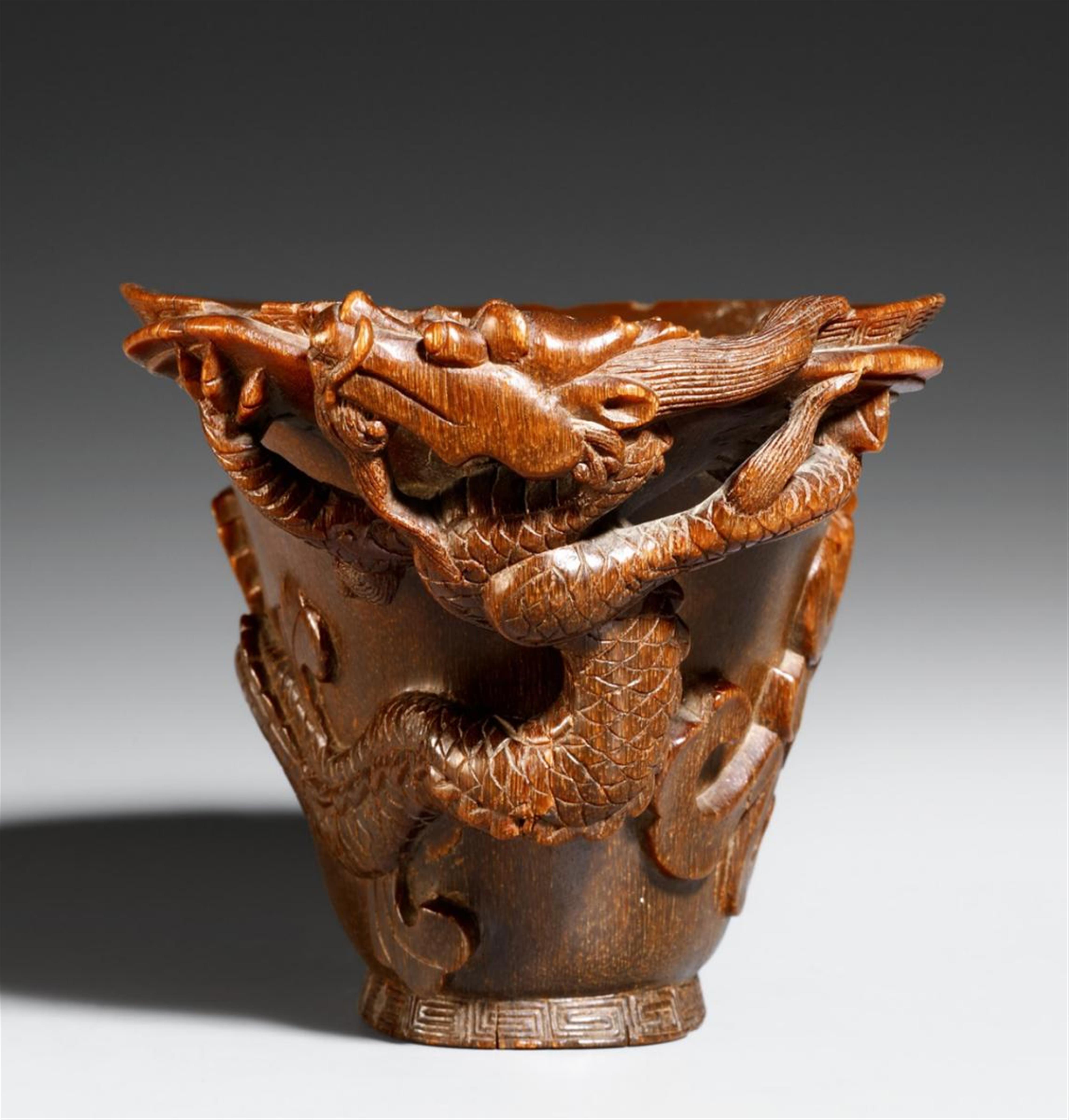 A rhinoceros horn libation cup. Qing dynasty - image-3
