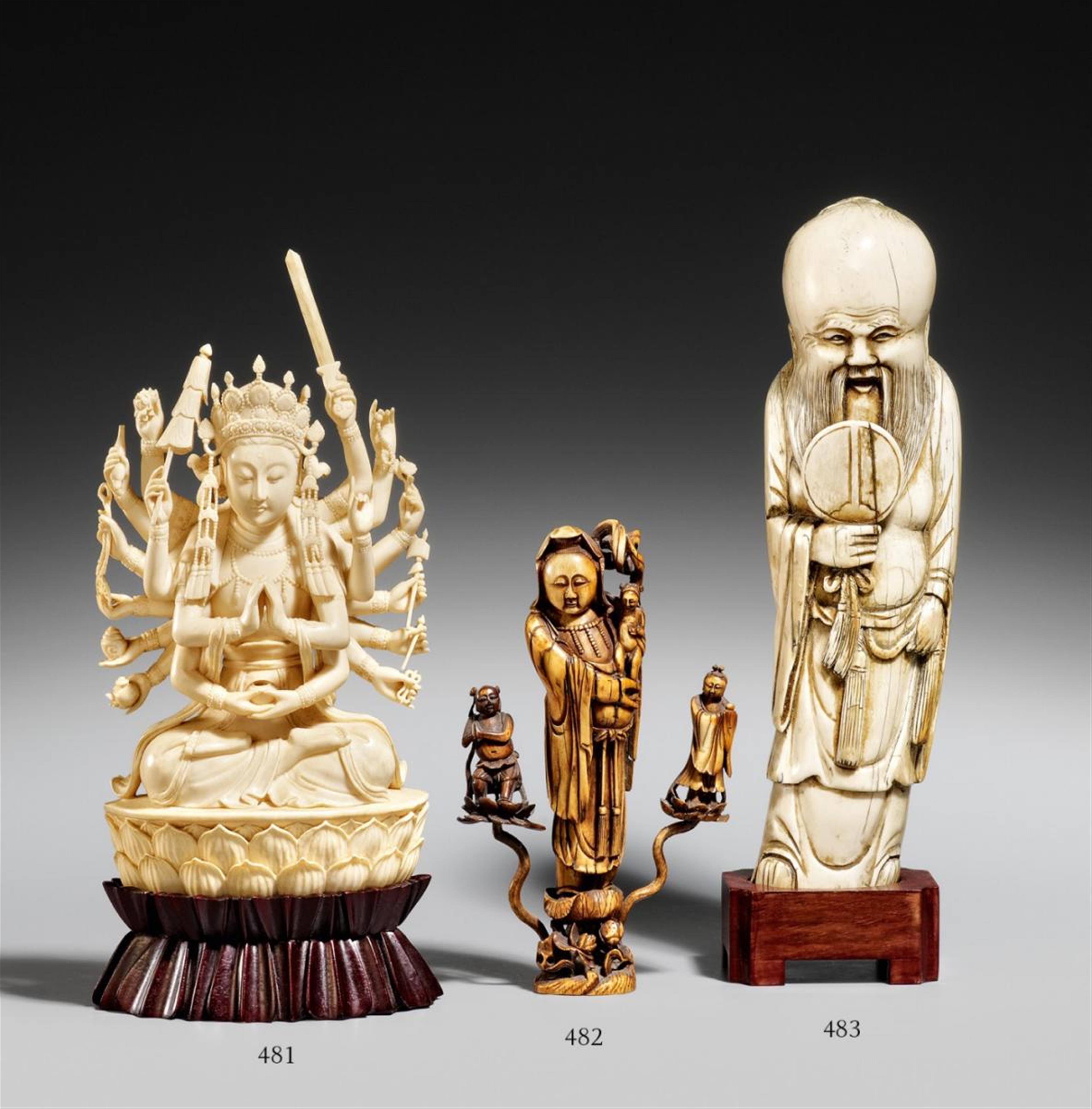 An ivory figure of a 18-armed Guanyin. Second half 20th century - image-1