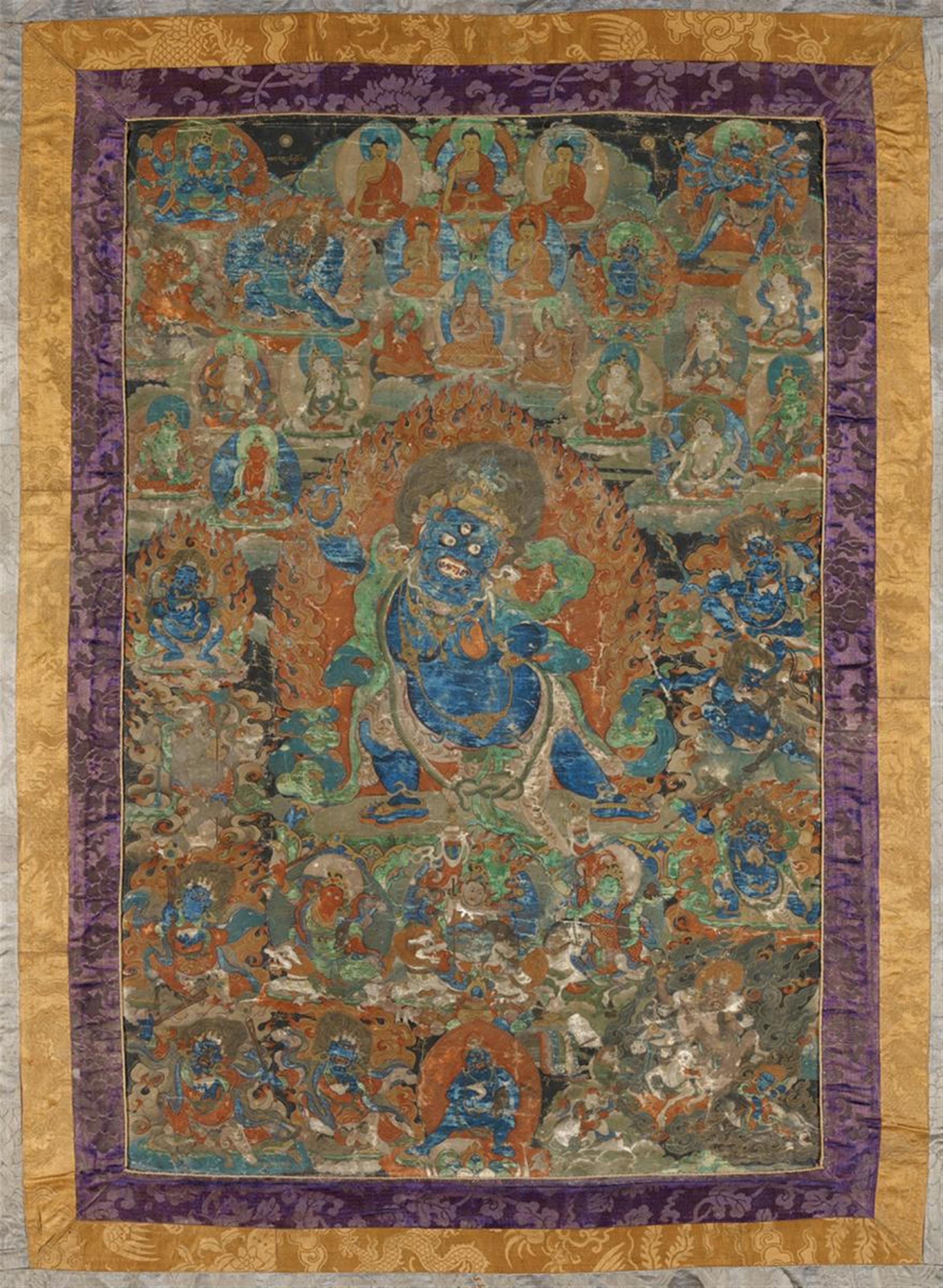 A Tibetan thangka of Vajrapani. Gouache and gold paint on cloth. Early 19th century - image-2