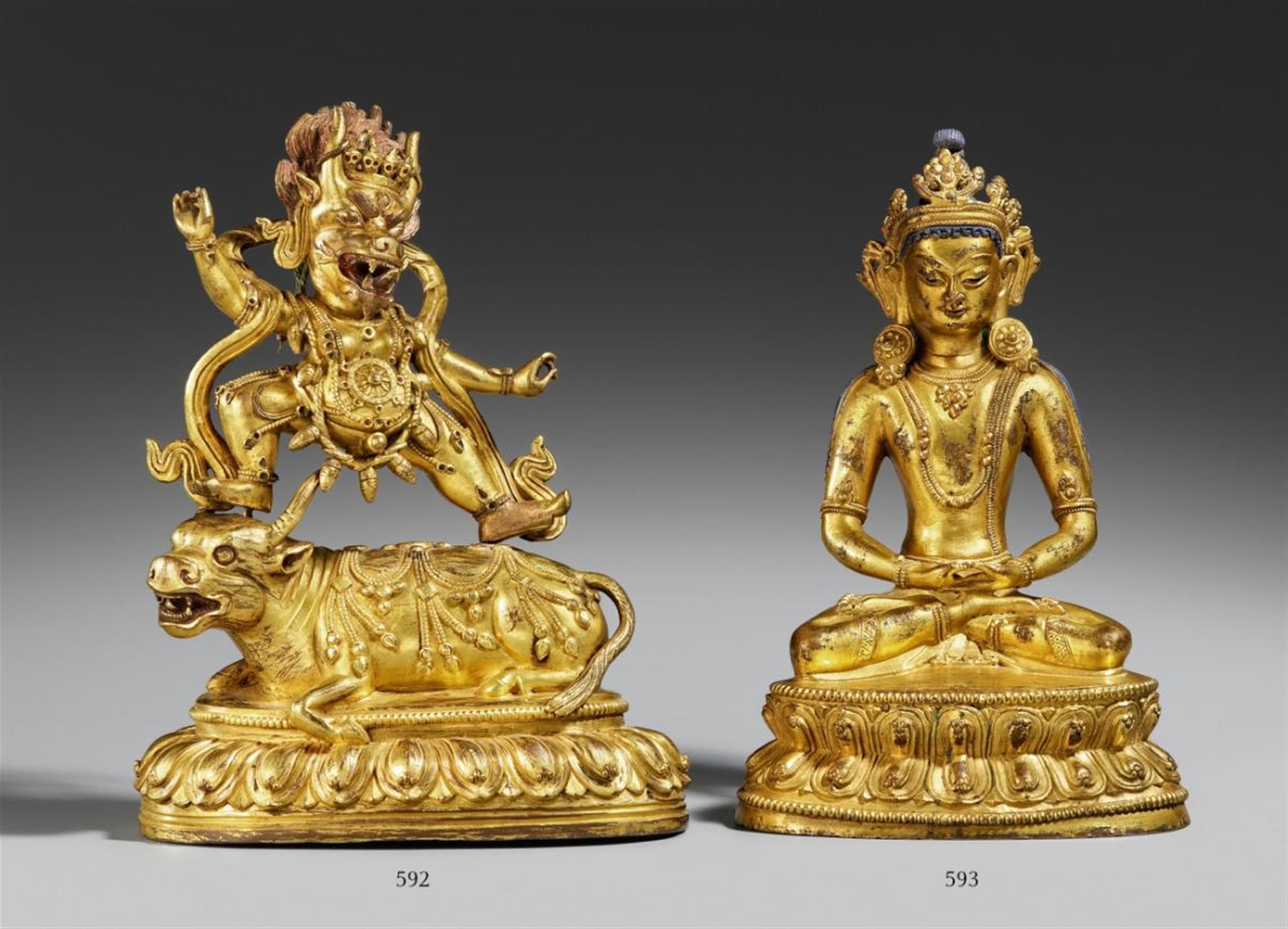 Buddha Amitabha. Feuervergoldete Bronze. - image-1