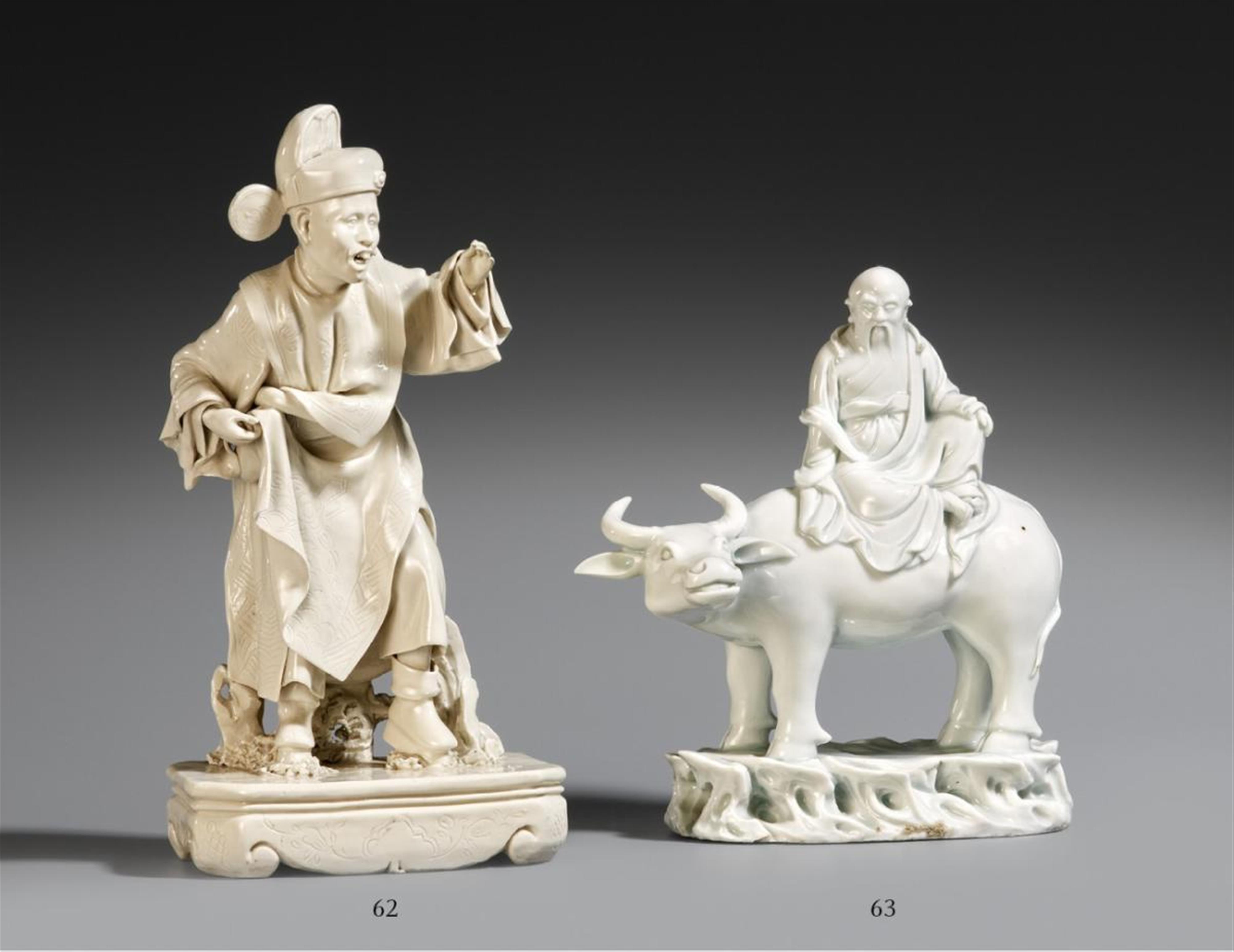 Blanc de chine-Figur des Laozi auf seinem Ochsen. Dehua. 19. /20. Jh. - image-1