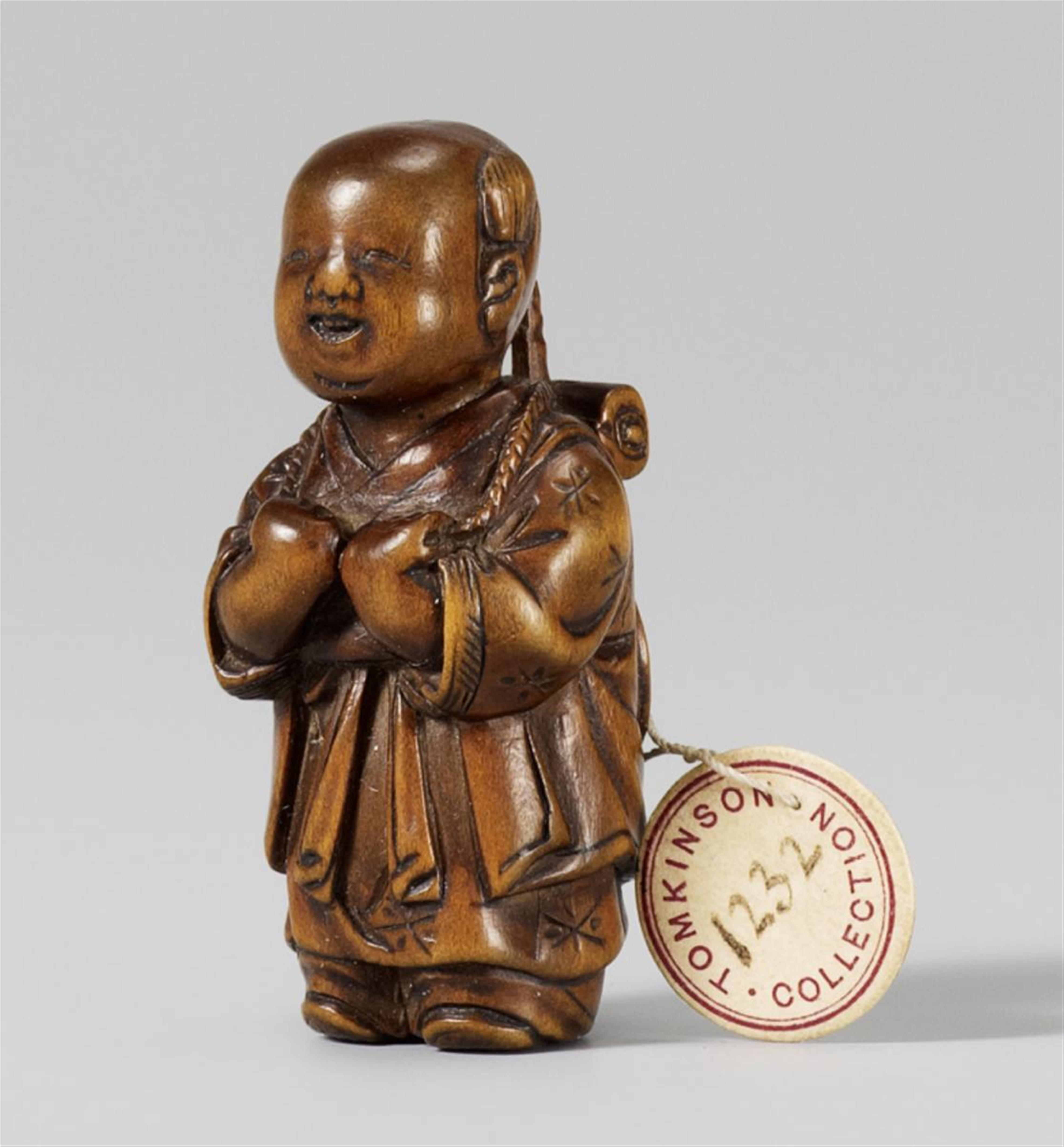 An Edo school boxwood netsuke of a karako. Mid 19th century - image-1