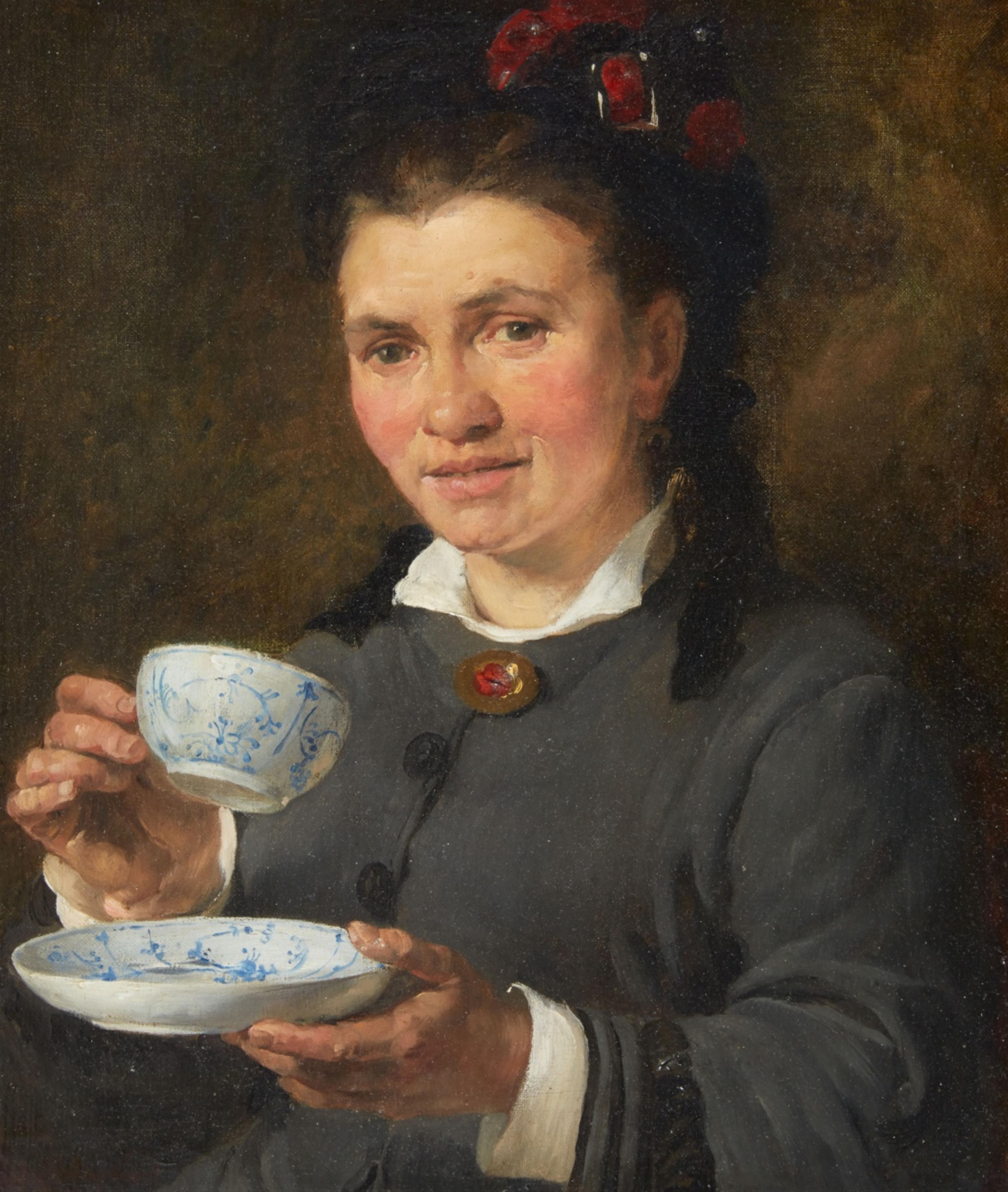Konrad Weigand - A Lady Drinking Tea - image-1