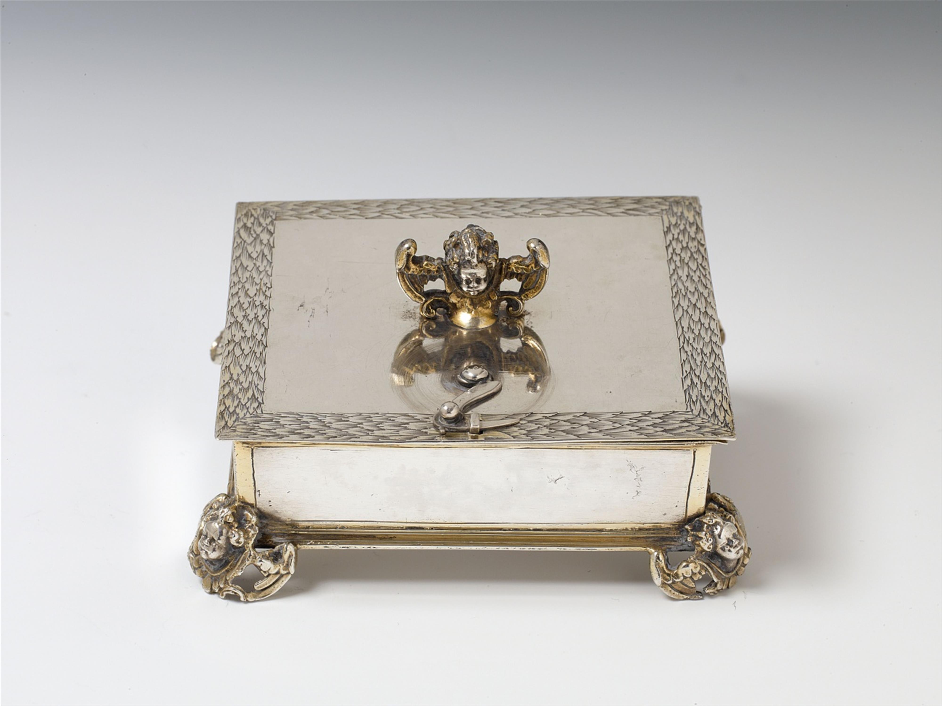 A small German baroque silver gilt casket. Unidentified maker's mark "PB", 2nd half 17th C. - image-1