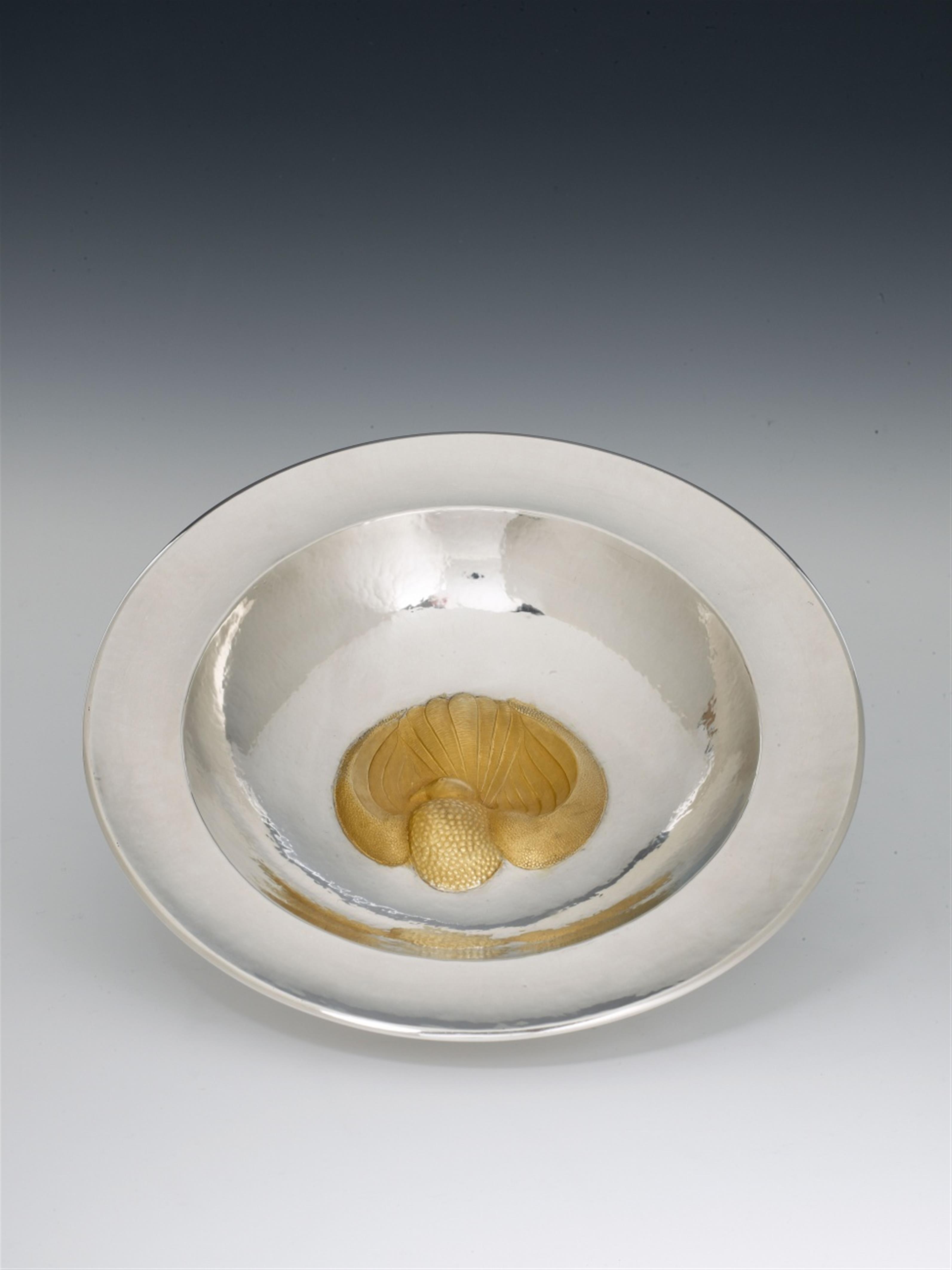 A Cologne silver partially gilt dish. With a gilt dove design to the centre. Marks of Wilhelm Nagel, 1950s. - image-1