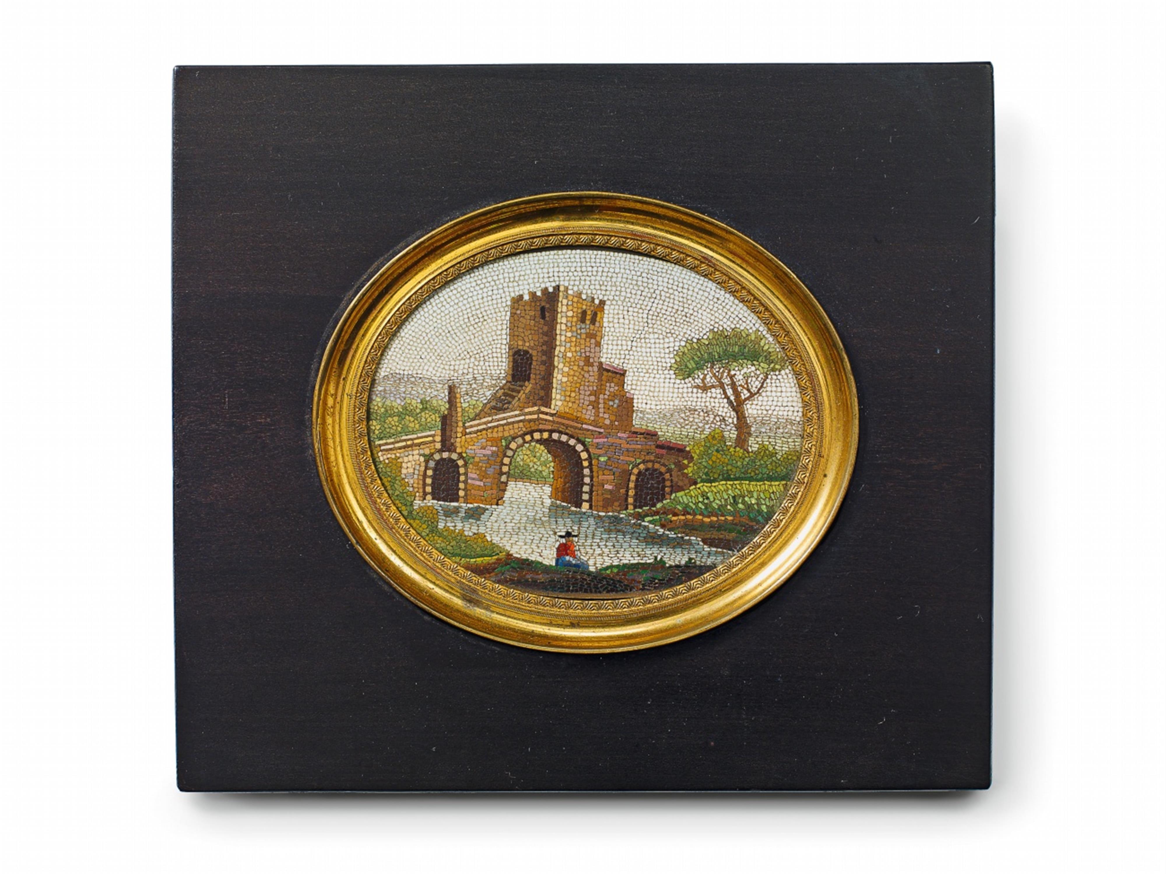 A Roman coloured glass micromosaic plaque with "Il Ponte Salario". - image-1