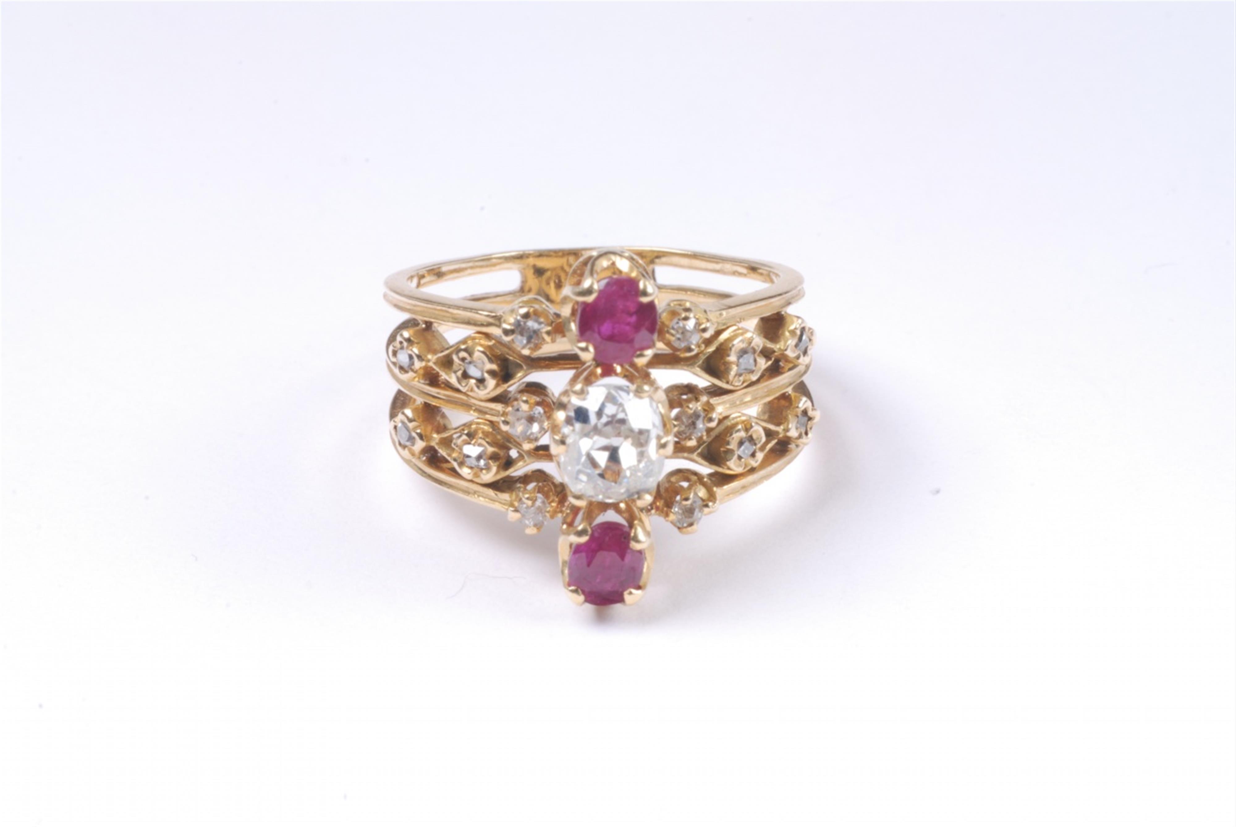 An 18k gold, ruby and diamond ring. - image-1